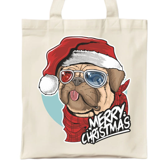Merry Christmas | Świąteczna torba z mopsem BN62 - StoryCups.pl
