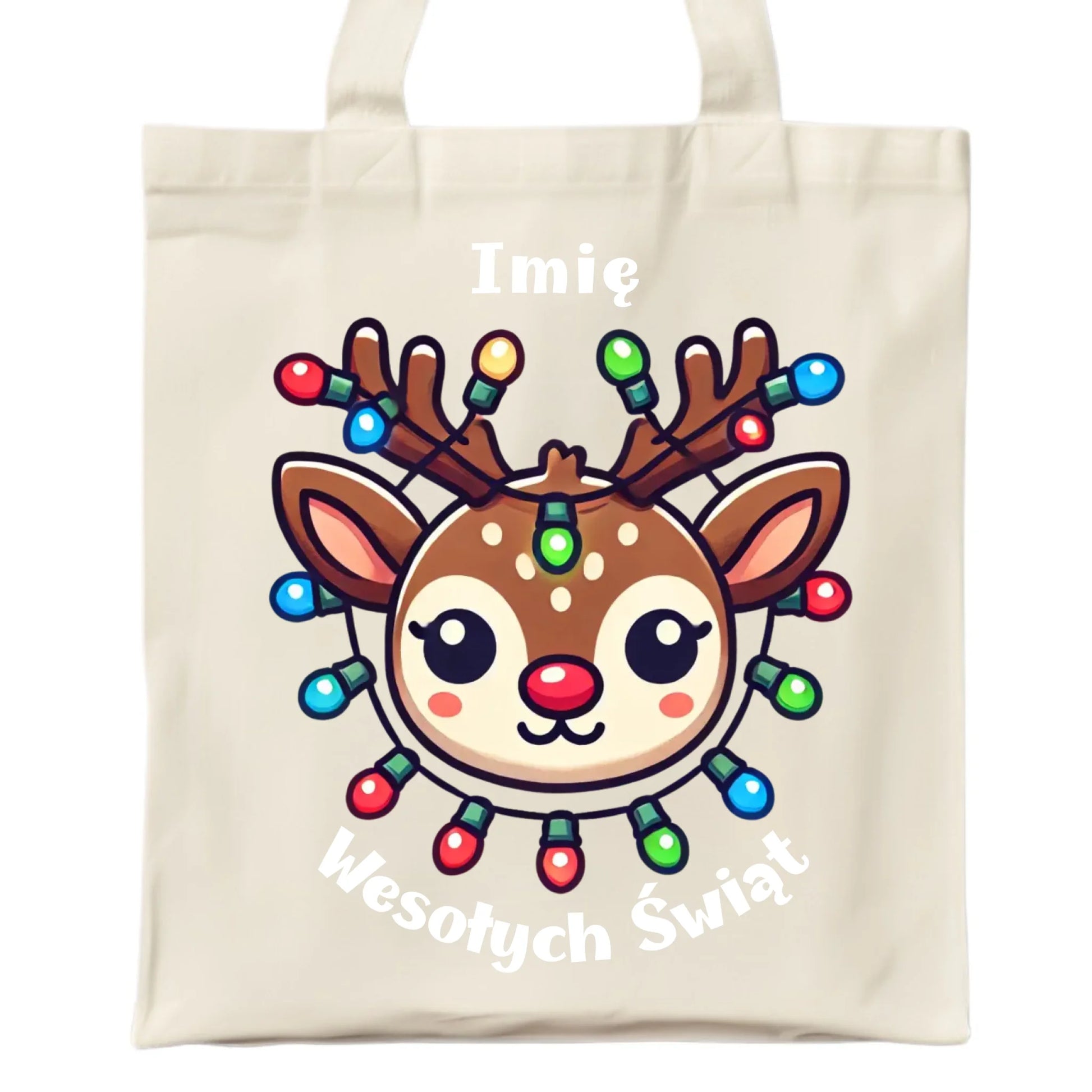 Renifer Wesołych Świąt | Personalizowana torba świąteczna BN72 - StoryCups.pl