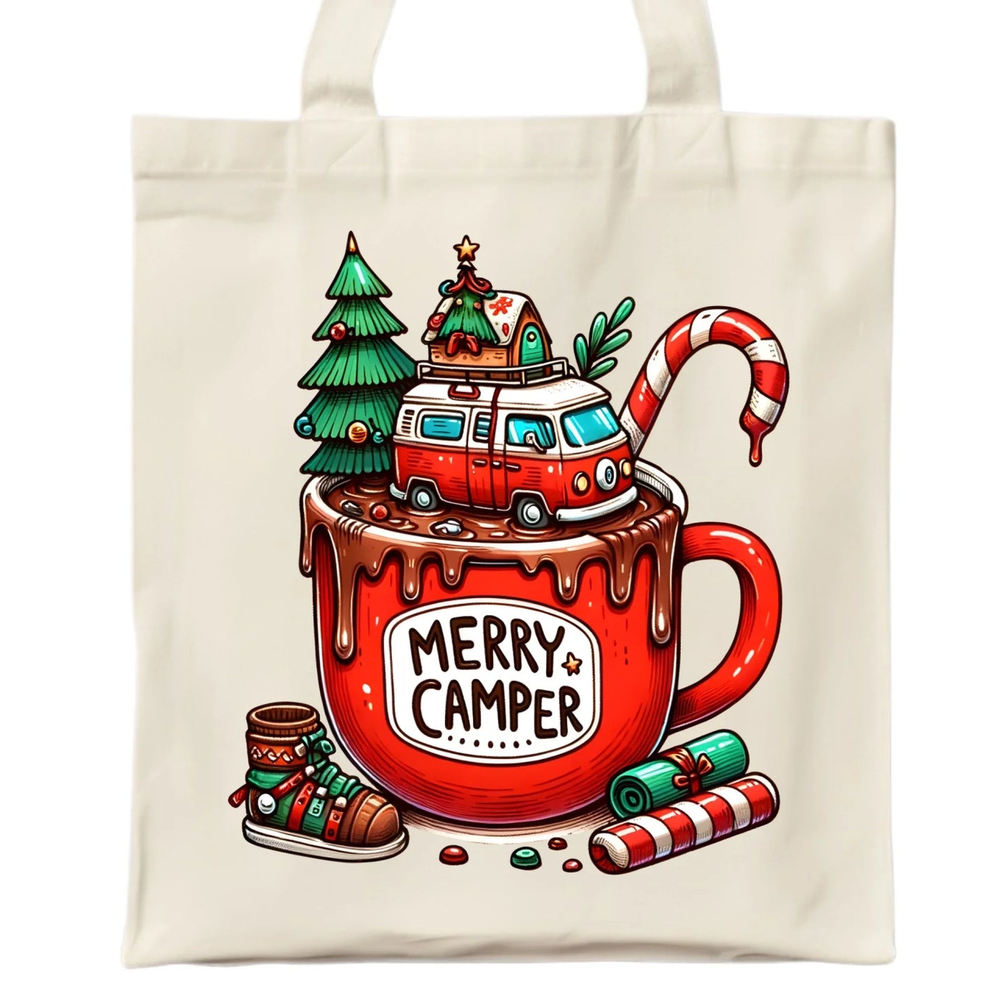 Merry Camper | Personalizowana eco torba świąteczna BN43 - StoryCups.pl