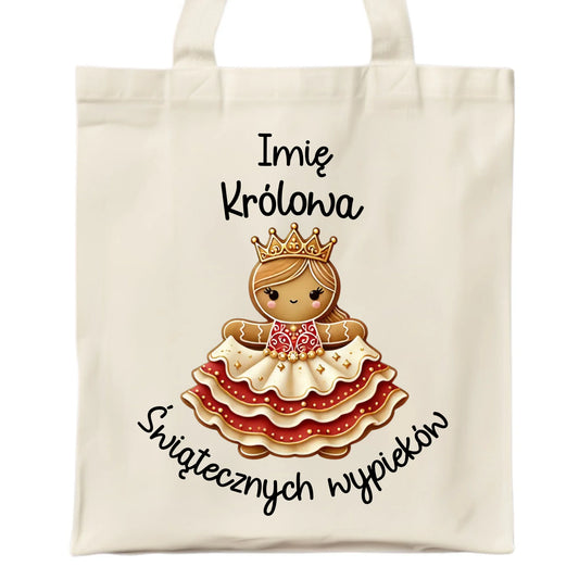 Królowa świątecznych wypieków imię | Personalizowana eco torba na święta BN28 - StoryCups.pl