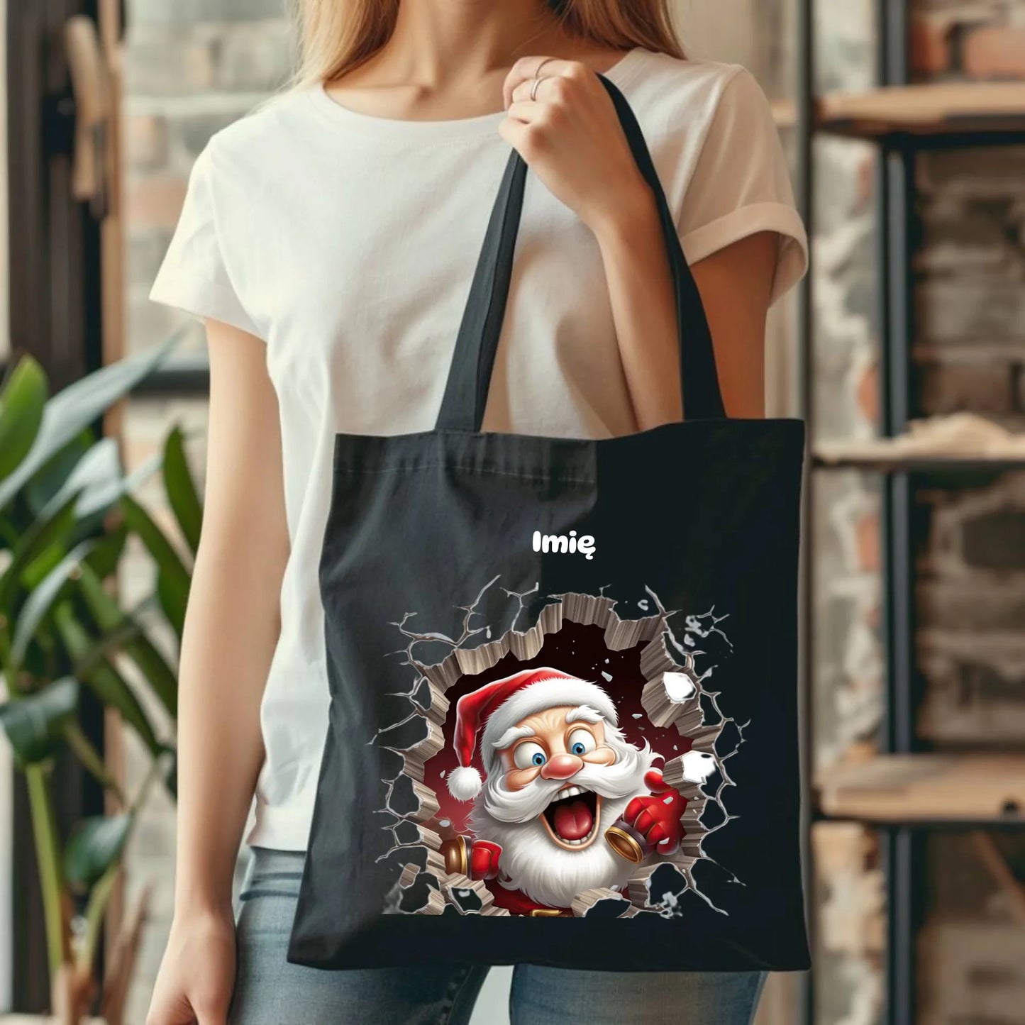 Mikołajek 3D | Personalizowana torba świąteczna BN85 - StoryCups.pl