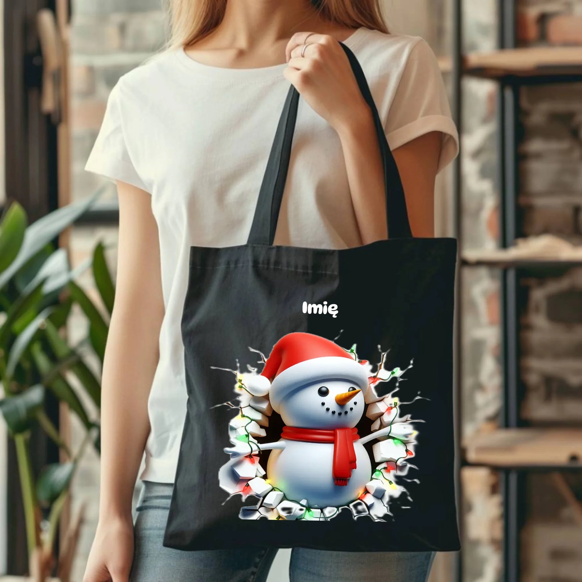 Bałwanek 3D | Personalizowana torba świąteczna BN82 - StoryCups.pl