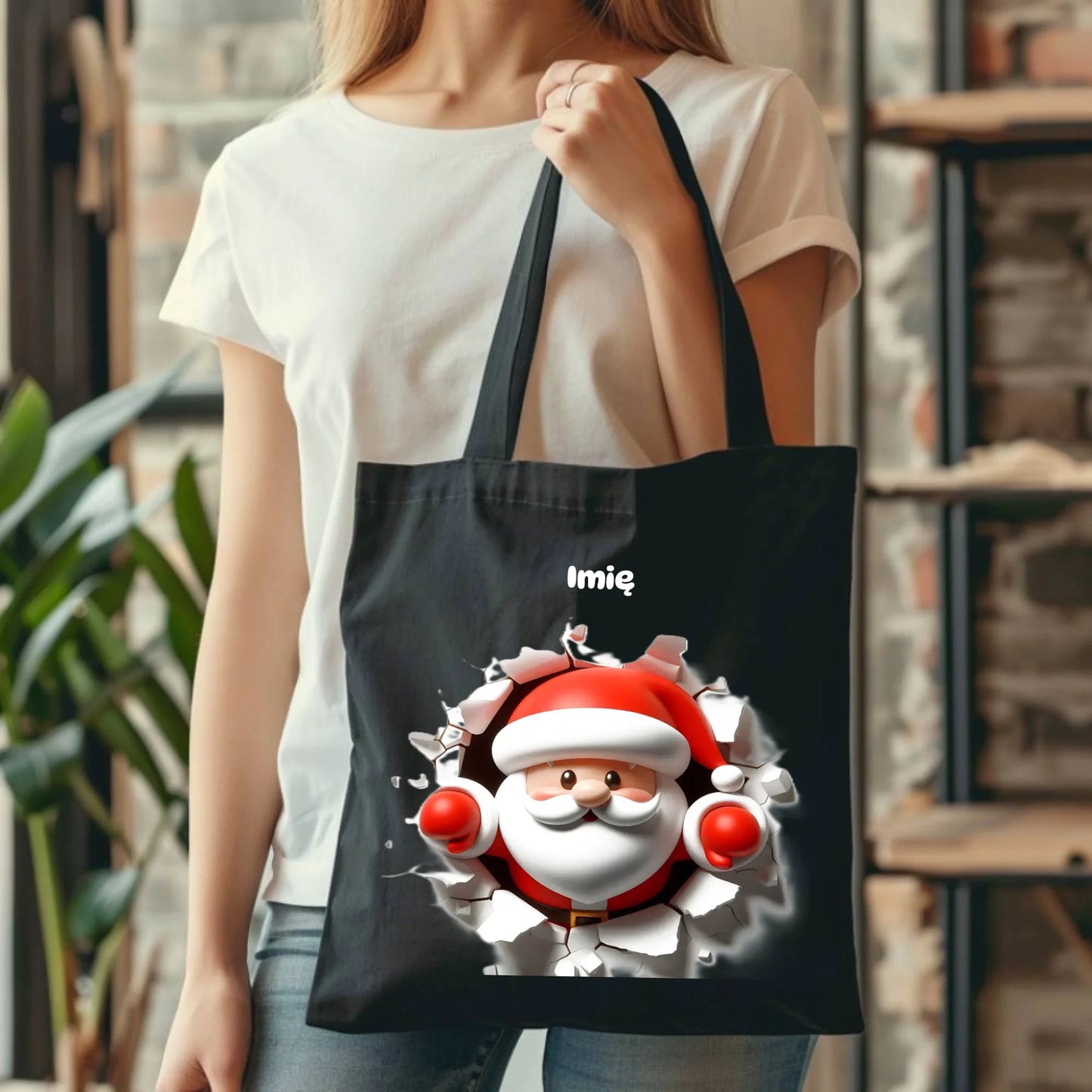 Mikołaj 3D | Personalizowana torba świąteczna BN80 - StoryCups.pl