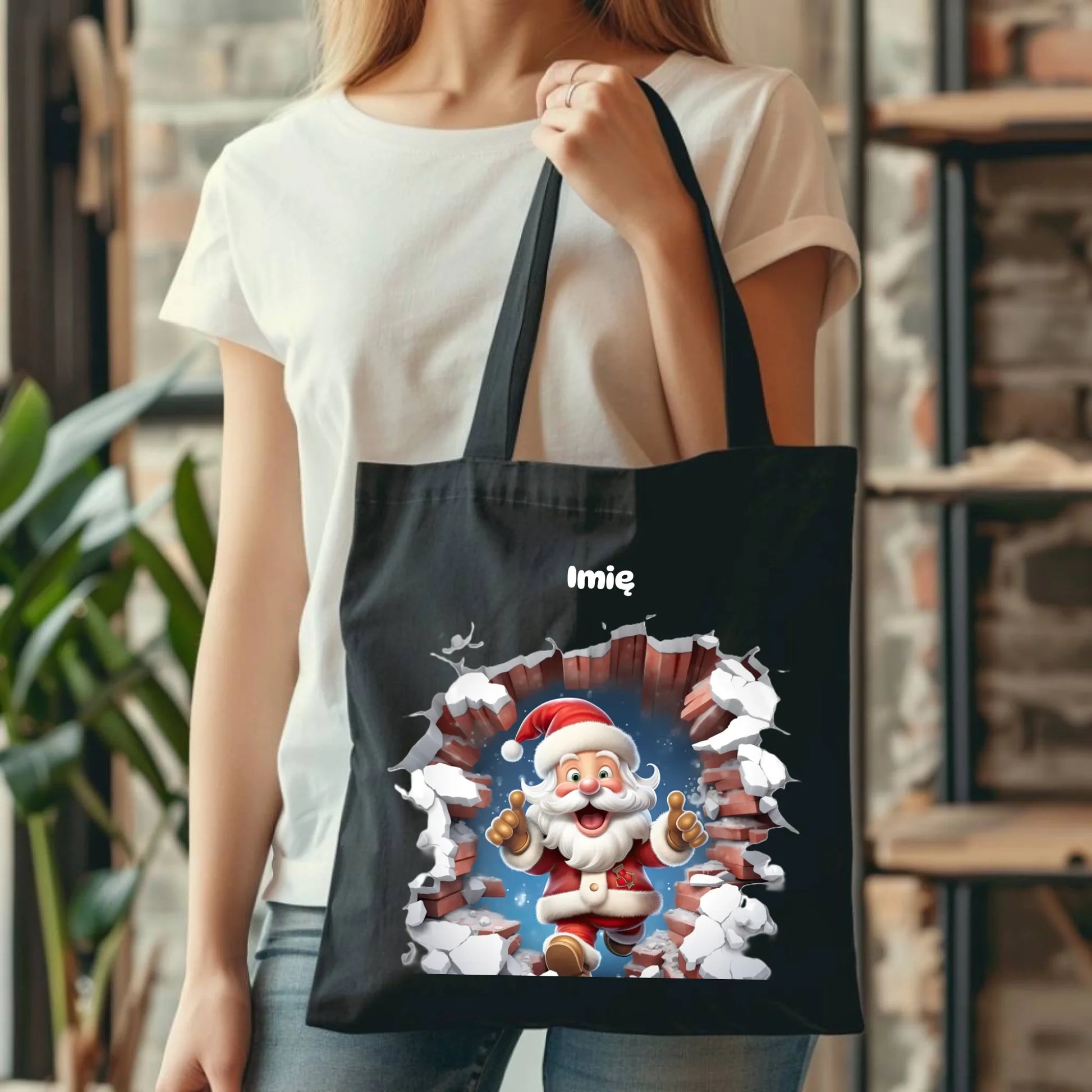 Mikołaj 3D | Personalizowana torba świąteczna BN83 - StoryCups.pl