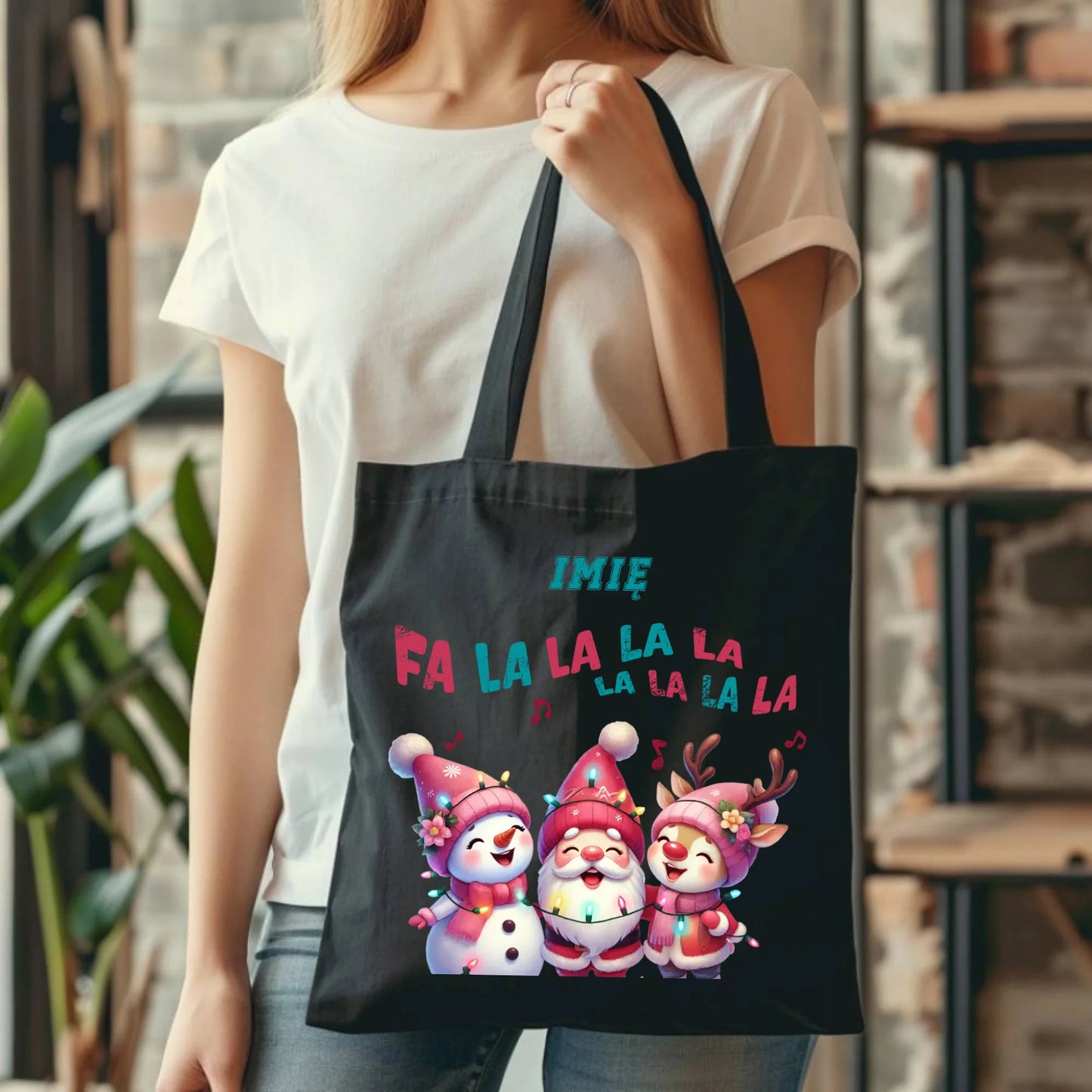 Fa la la la la | Świąteczna eco torba z imieniem BN51 - StoryCups.pl
