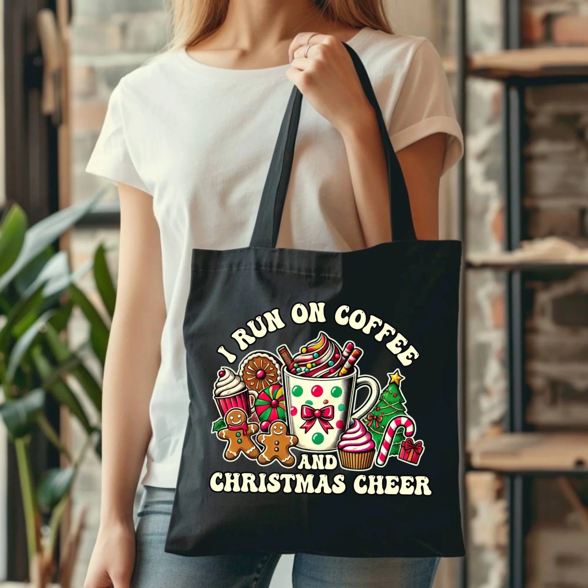 I run on coffee | Świąteczna eco torba BN47 - StoryCups.pl