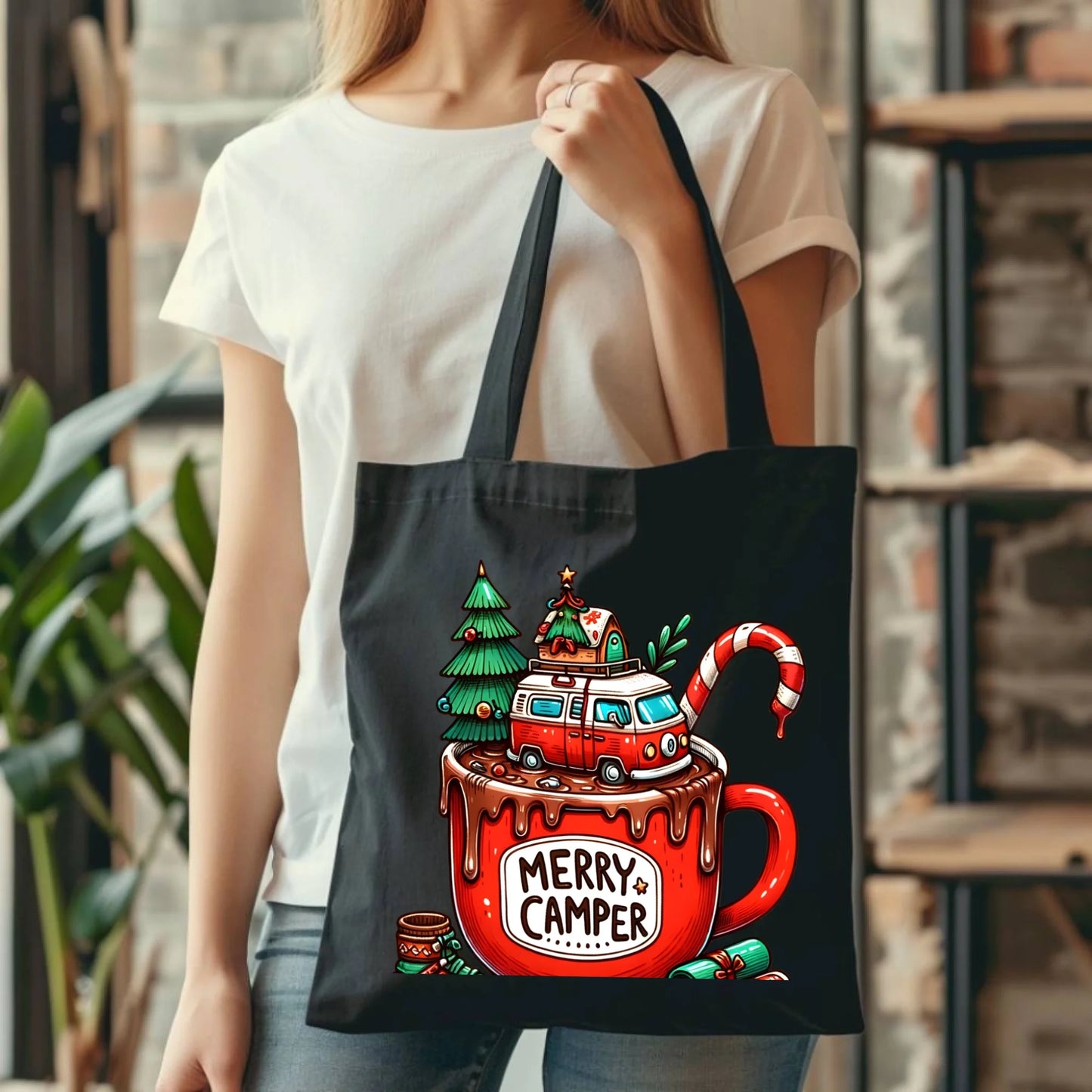 Merry Camper | Personalizowana eco torba świąteczna BN43 - StoryCups.pl