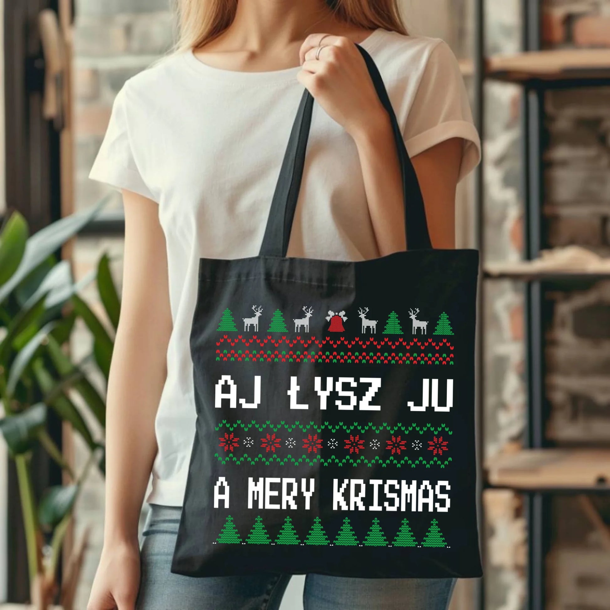 Aj łysz ju a mery krismas | Świąteczna eco torba BN12 - StoryCups.pl