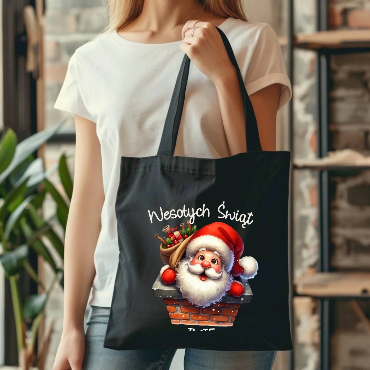 Mikołaj | Świąteczna eco torba z imieniem BN08 - StoryCups.pl