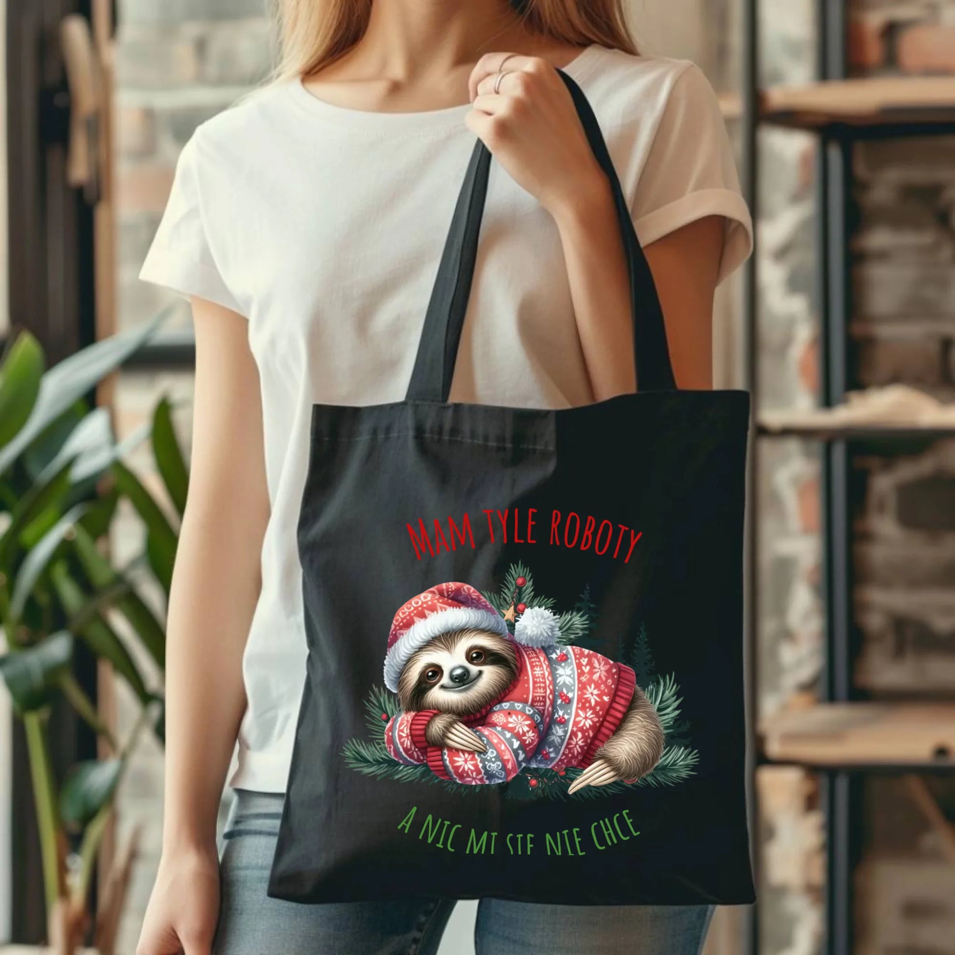 Mam tyle roboty, a nic mi się nie chce | Świąteczna torba z leniwcem BN18 - StoryCups.pl