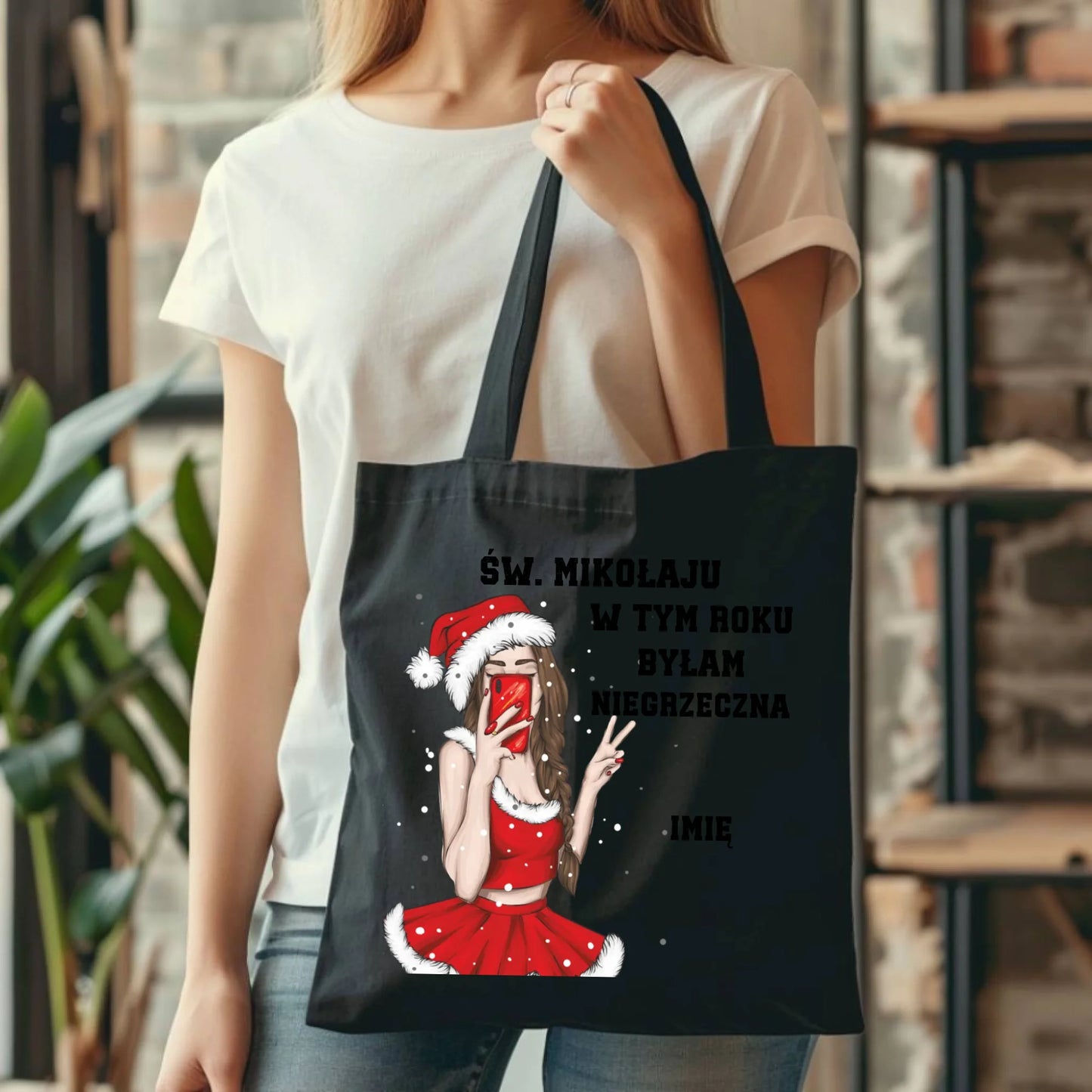 W tym roku byłam niegrzeczna | Personalizowana eco torba świąteczna BN21 - StoryCups.pl
