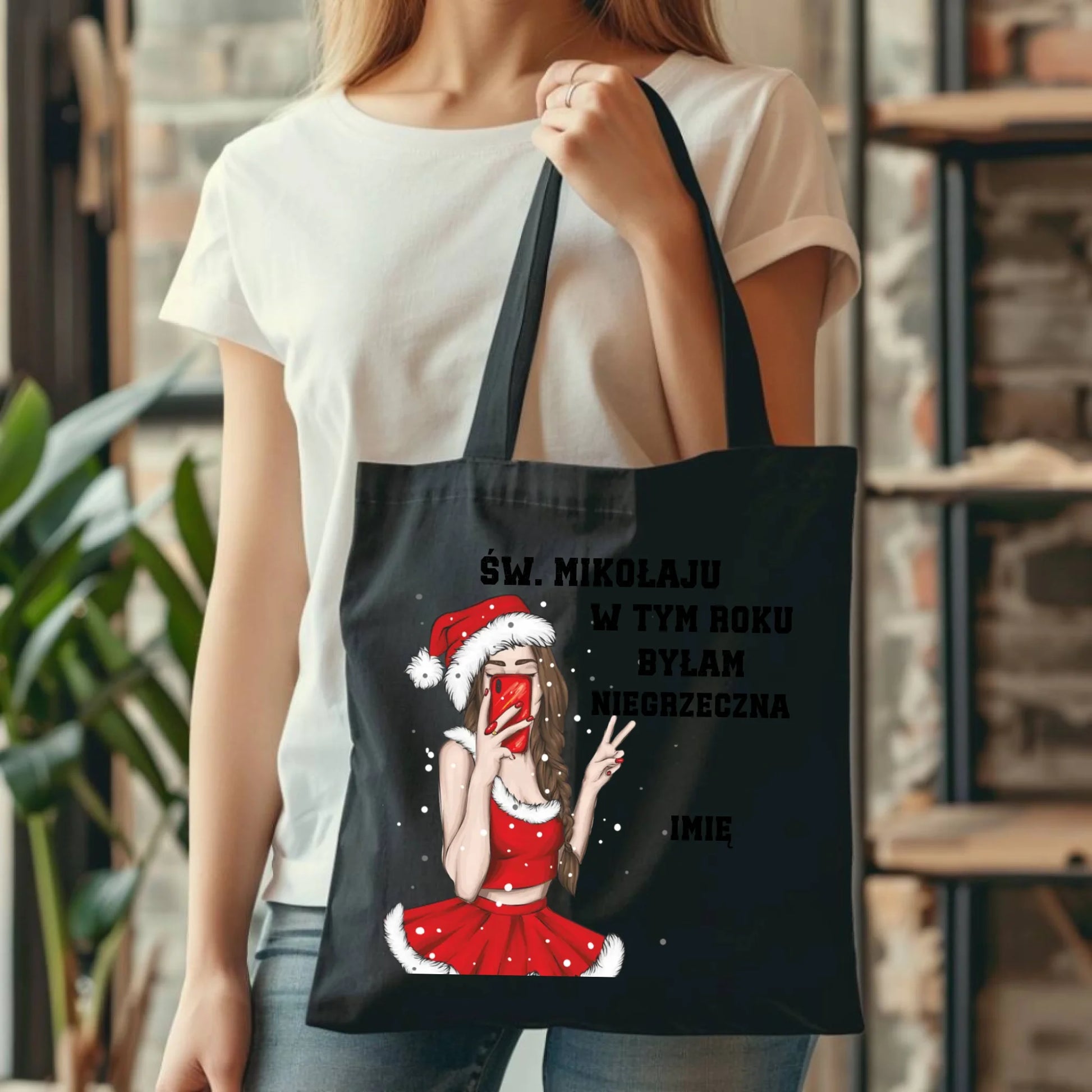 W tym roku byłam niegrzeczna | Personalizowana eco torba świąteczna BN21 - StoryCups.pl