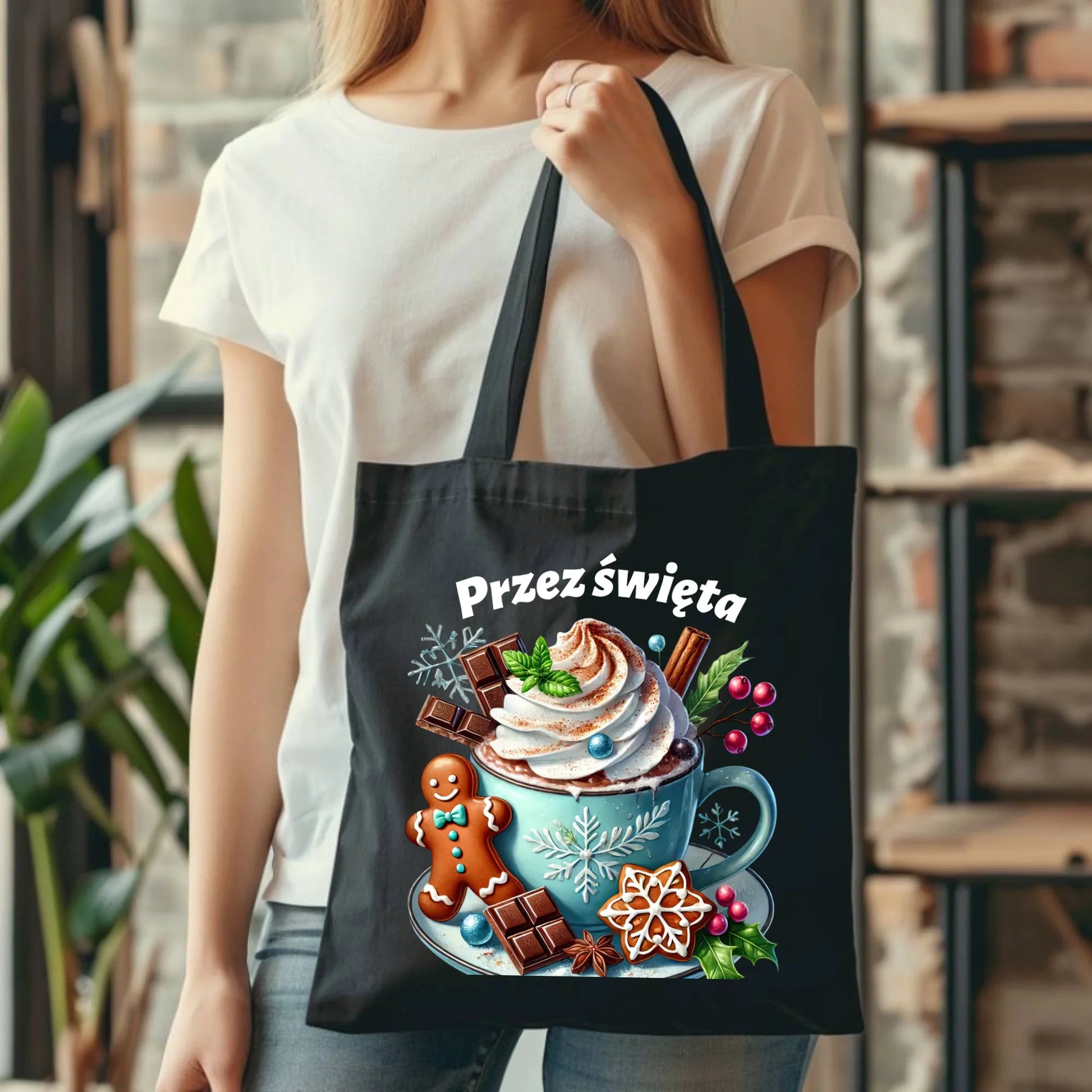 Przez święta nie liczę kalorii | Świąteczna eco torba BN31 - StoryCups.pl