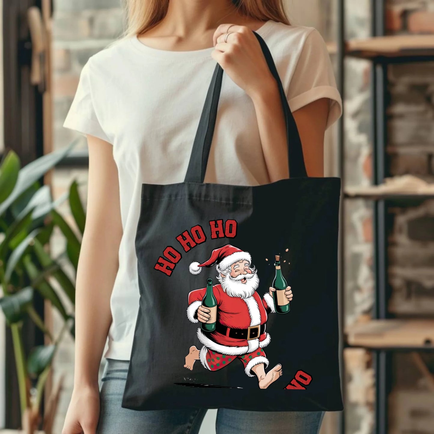 Ho ho ho na wino | Świąteczna eco torba BN61 - StoryCups.pl