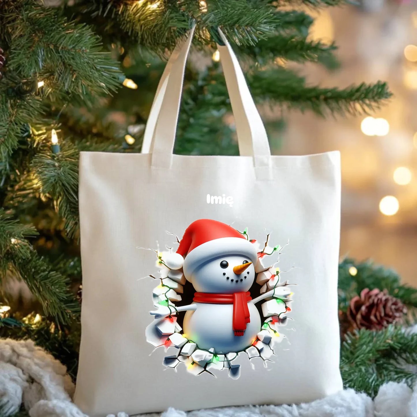 Bałwanek 3D | Personalizowana torba świąteczna BN82 - StoryCups.pl