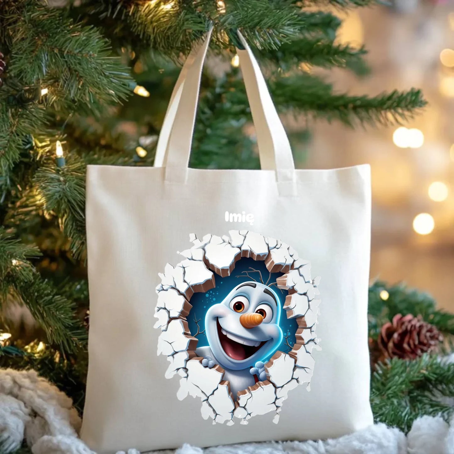 Bałwan 3D | Personalizowana torba świąteczna BN84 - StoryCups.pl