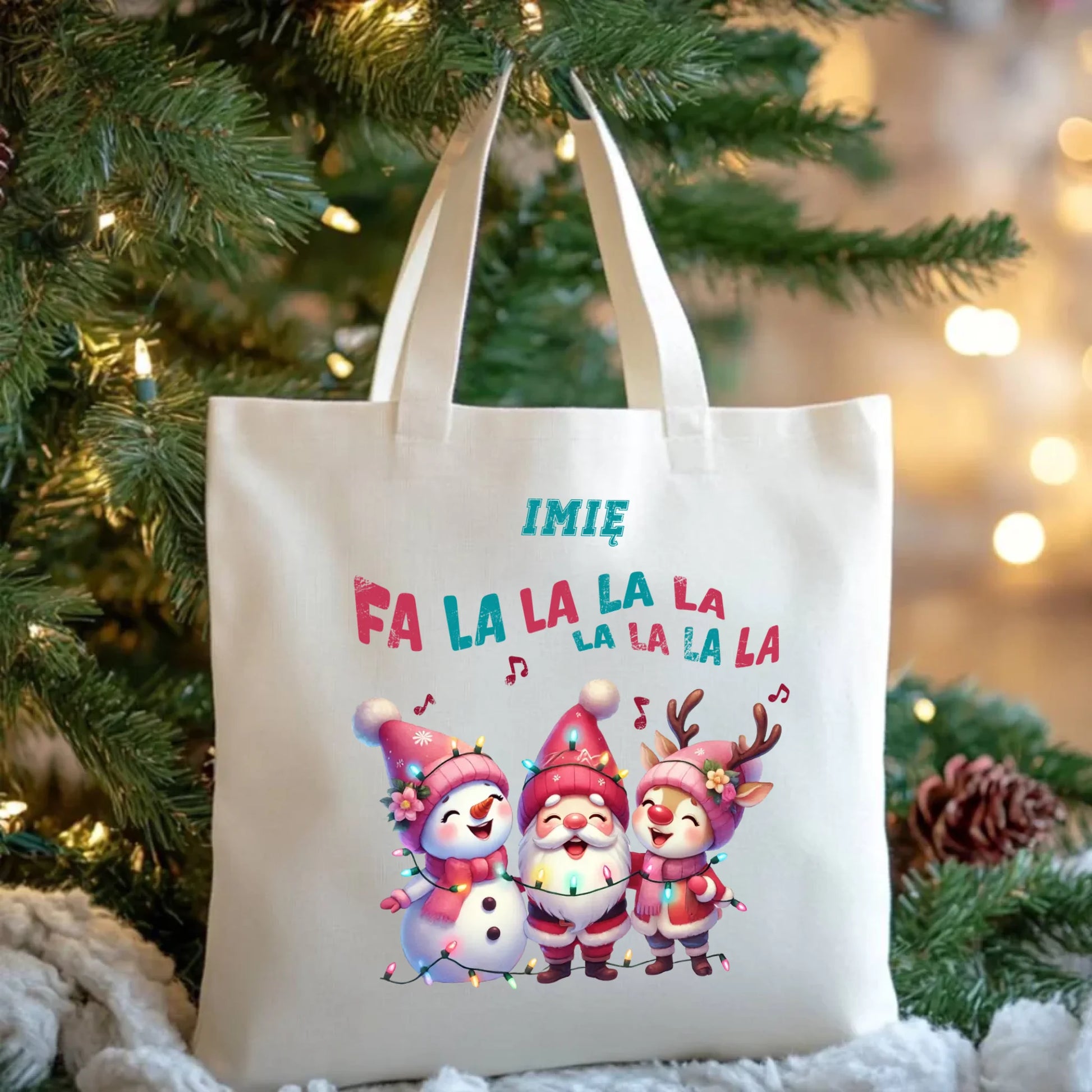 Fa la la la la | Świąteczna eco torba z imieniem BN51 - StoryCups.pl