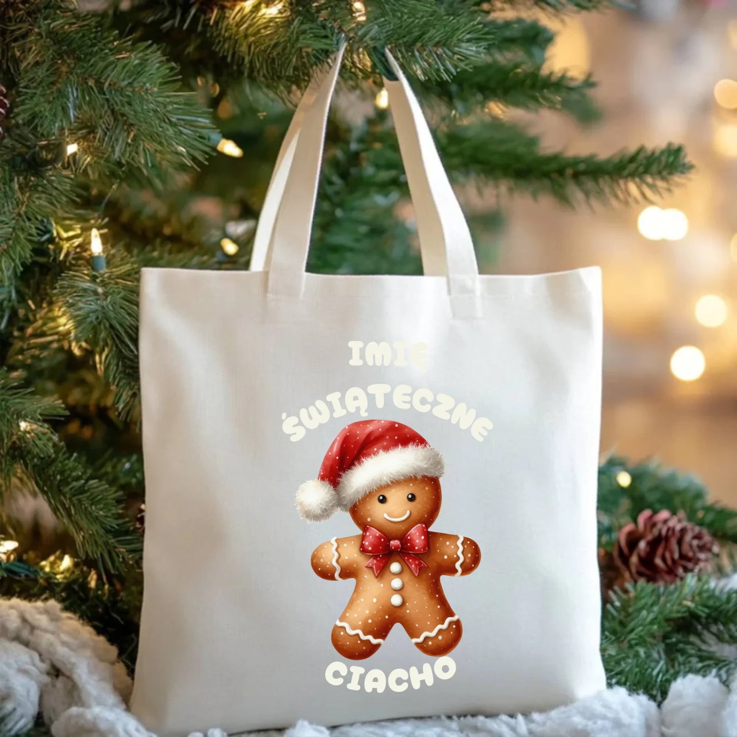 Świąteczne ciacho imię | Świąteczna eco torba z imieniem BN25 - StoryCups.pl