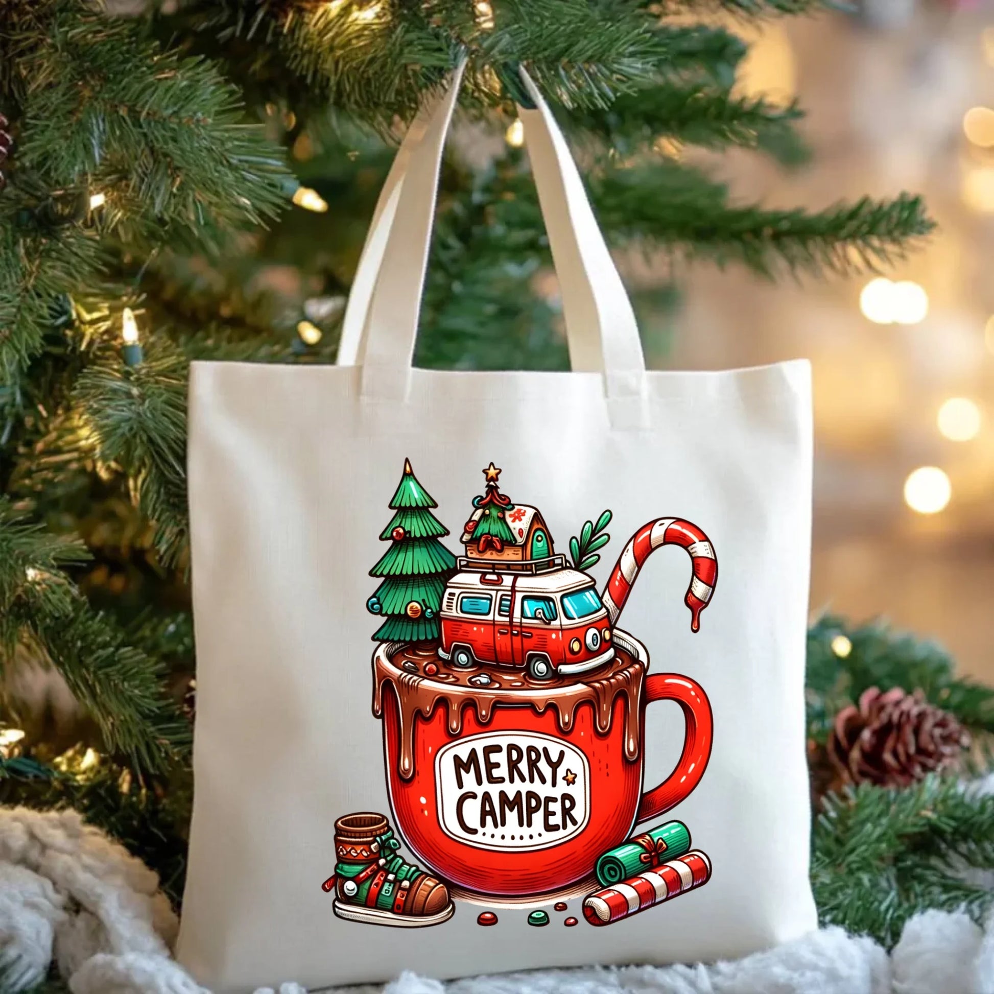 Merry Camper | Personalizowana eco torba świąteczna BN43 - StoryCups.pl