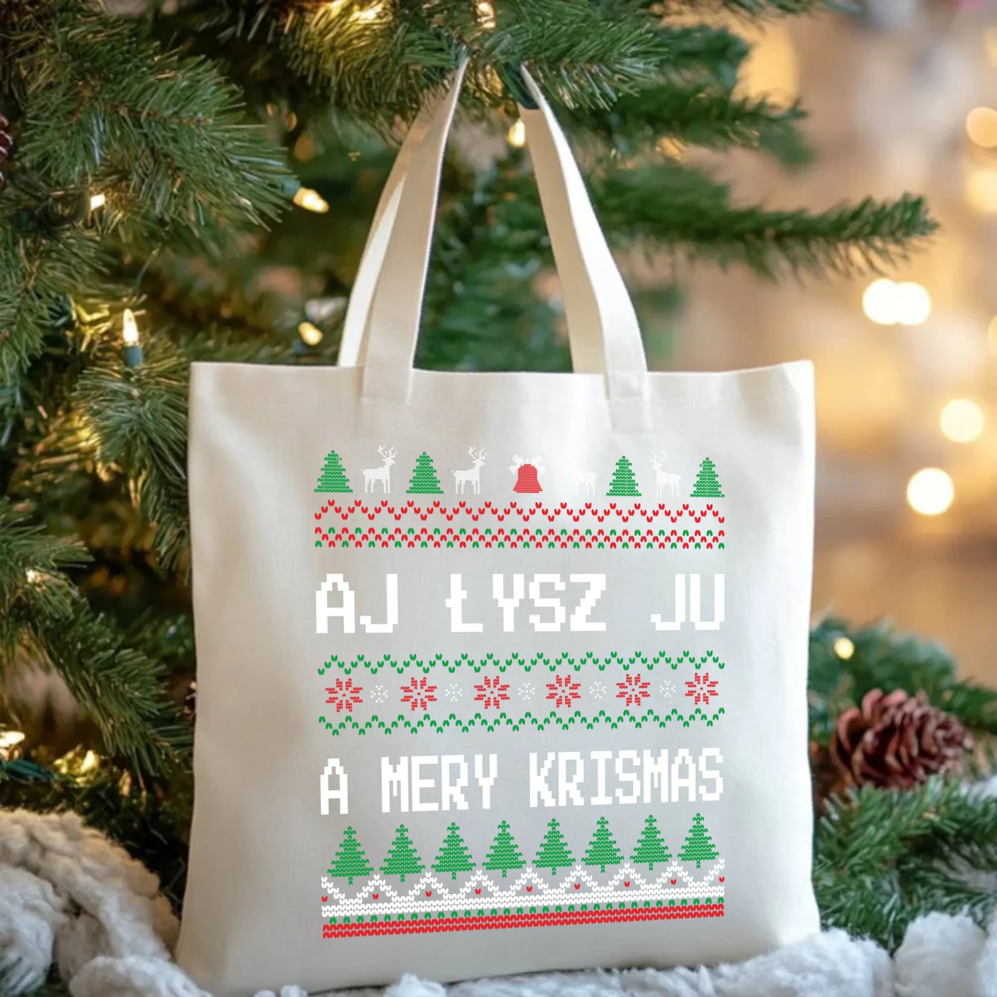 Aj łysz ju a mery krismas | Świąteczna eco torba BN12 - StoryCups.pl