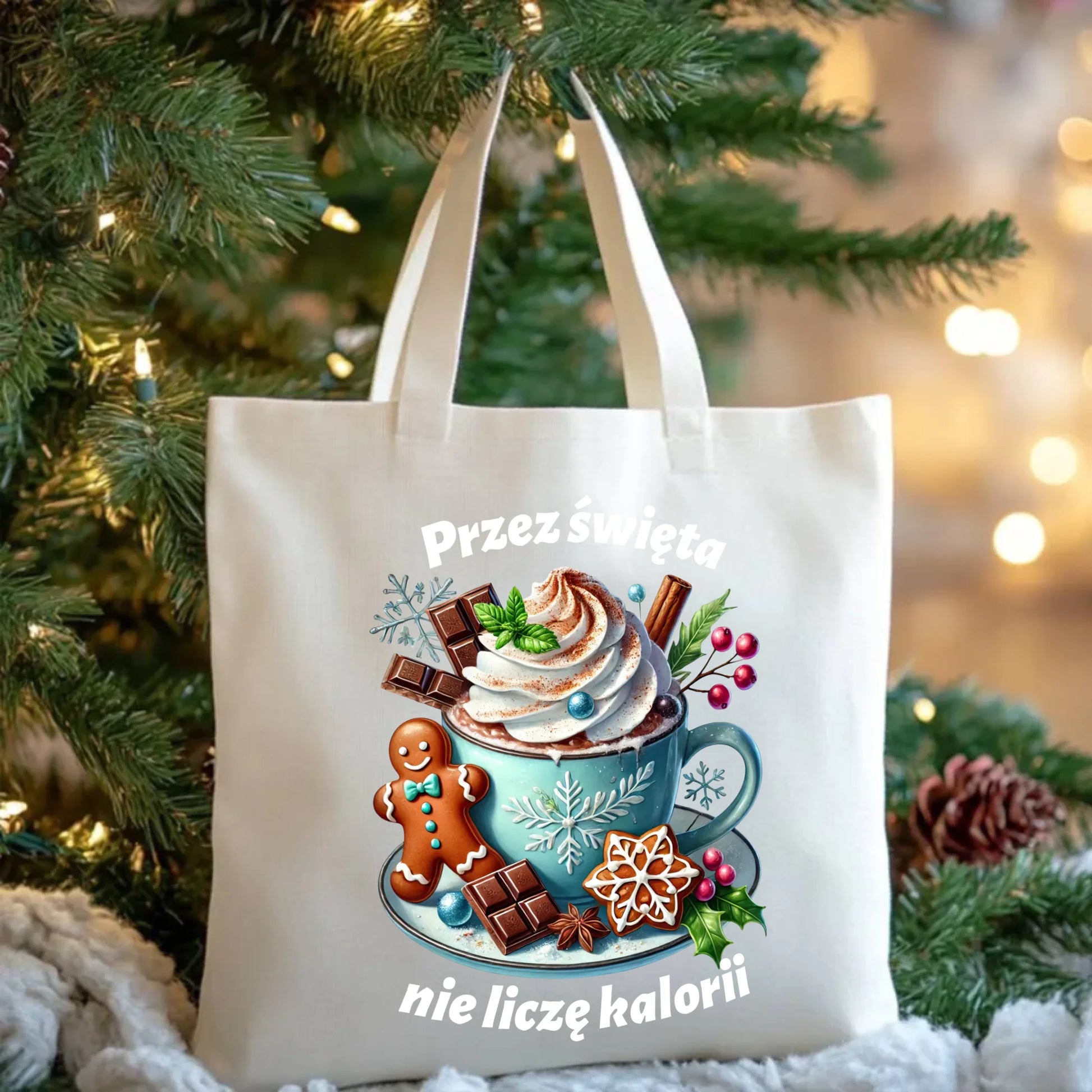 Przez święta nie liczę kalorii | Świąteczna eco torba BN31 - StoryCups.pl