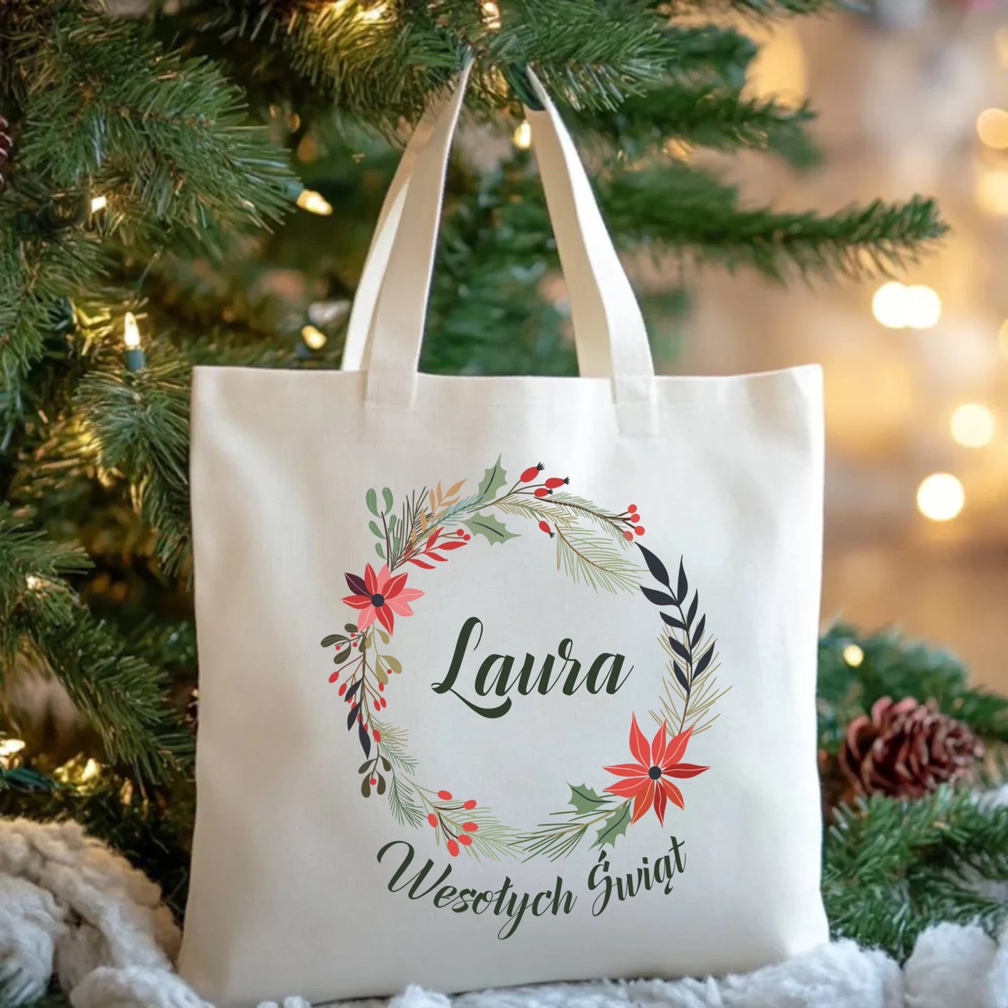 Wesołych Świąt | Personalizowana eco torba na święta BN19 - StoryCups.pl