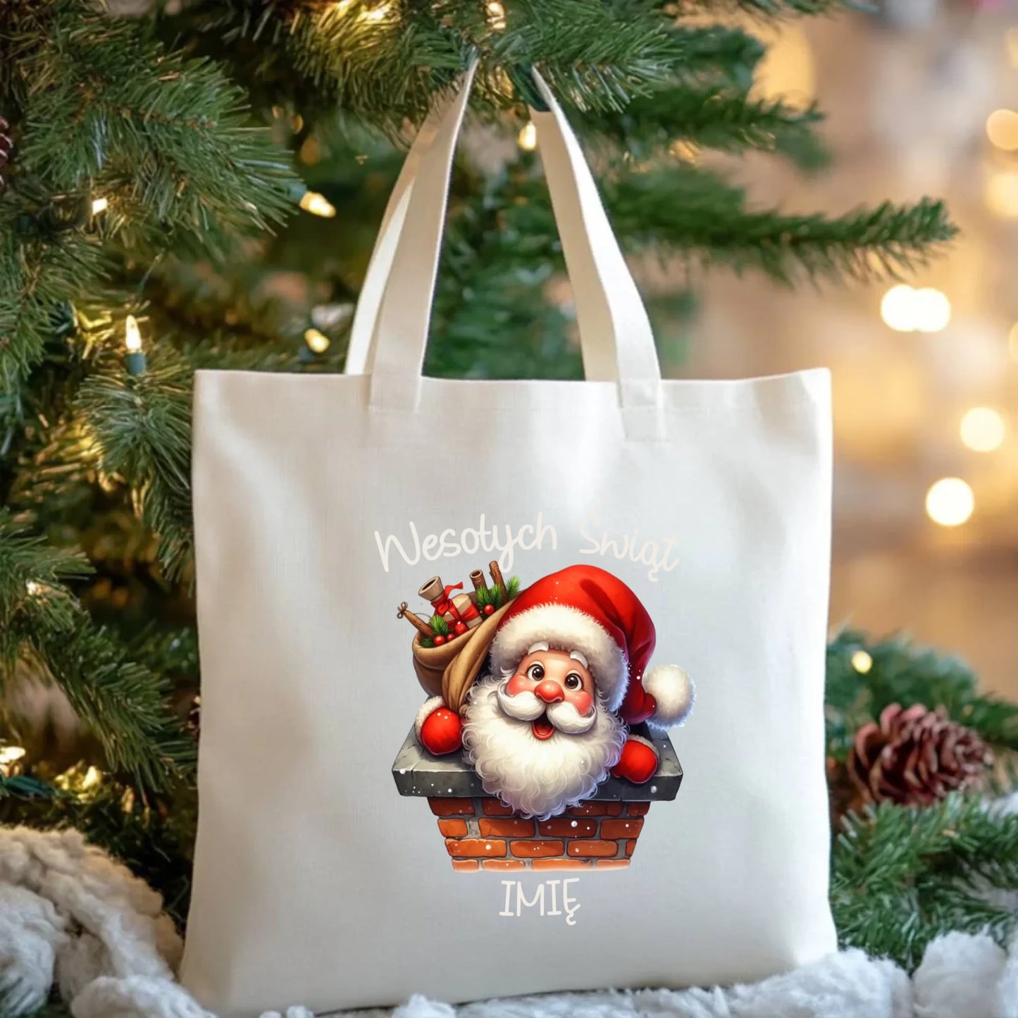 Mikołaj | Świąteczna eco torba z imieniem BN08 - StoryCups.pl