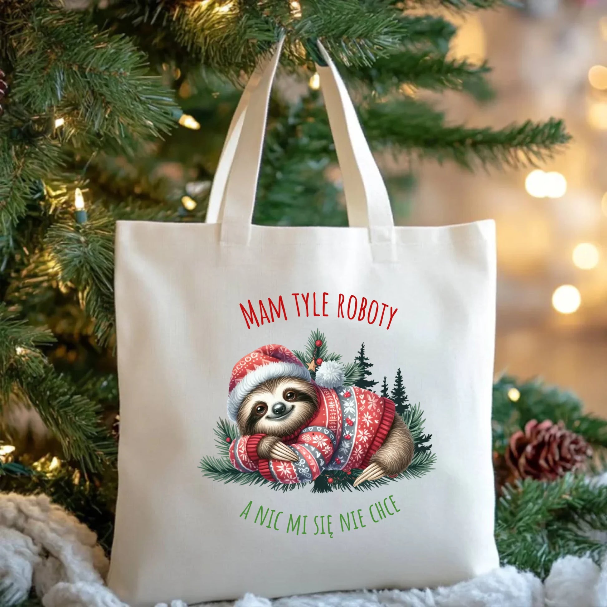 Mam tyle roboty, a nic mi się nie chce | Świąteczna torba z leniwcem BN18 - StoryCups.pl
