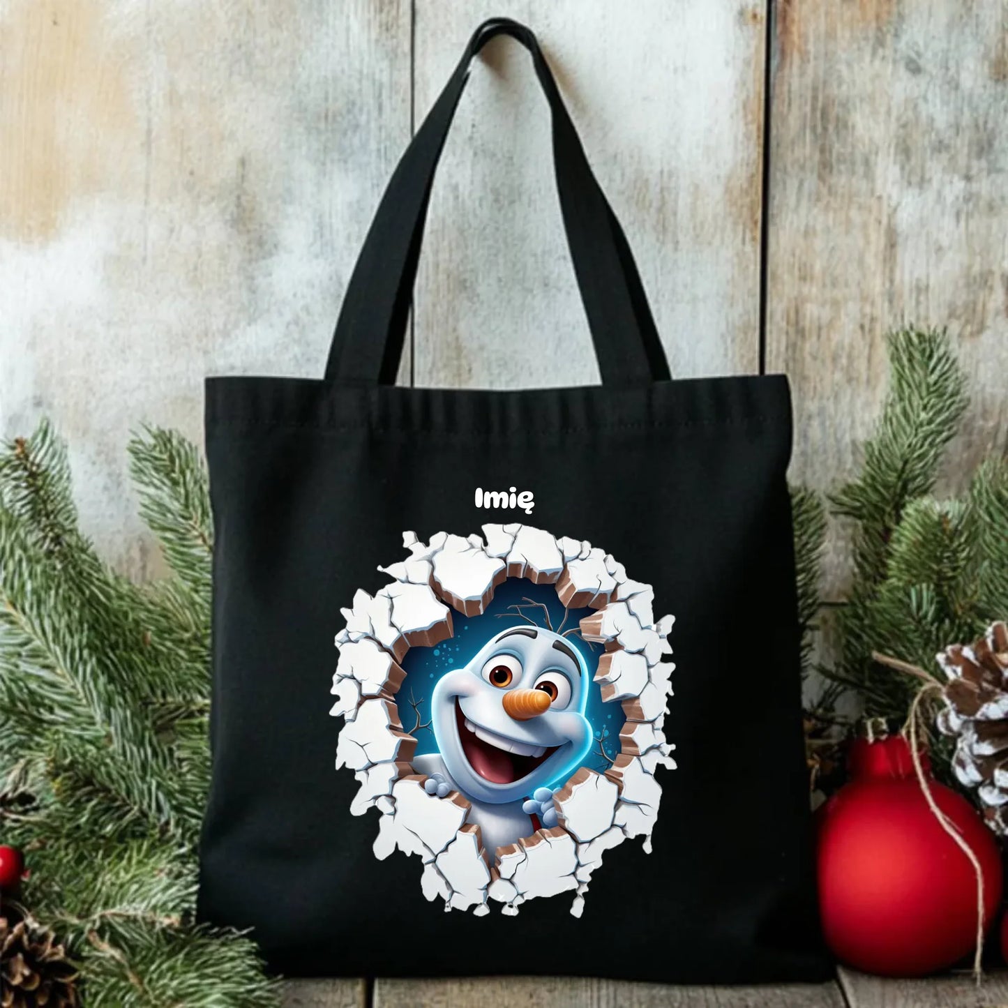 Bałwan 3D | Personalizowana torba świąteczna BN84 - StoryCups.pl