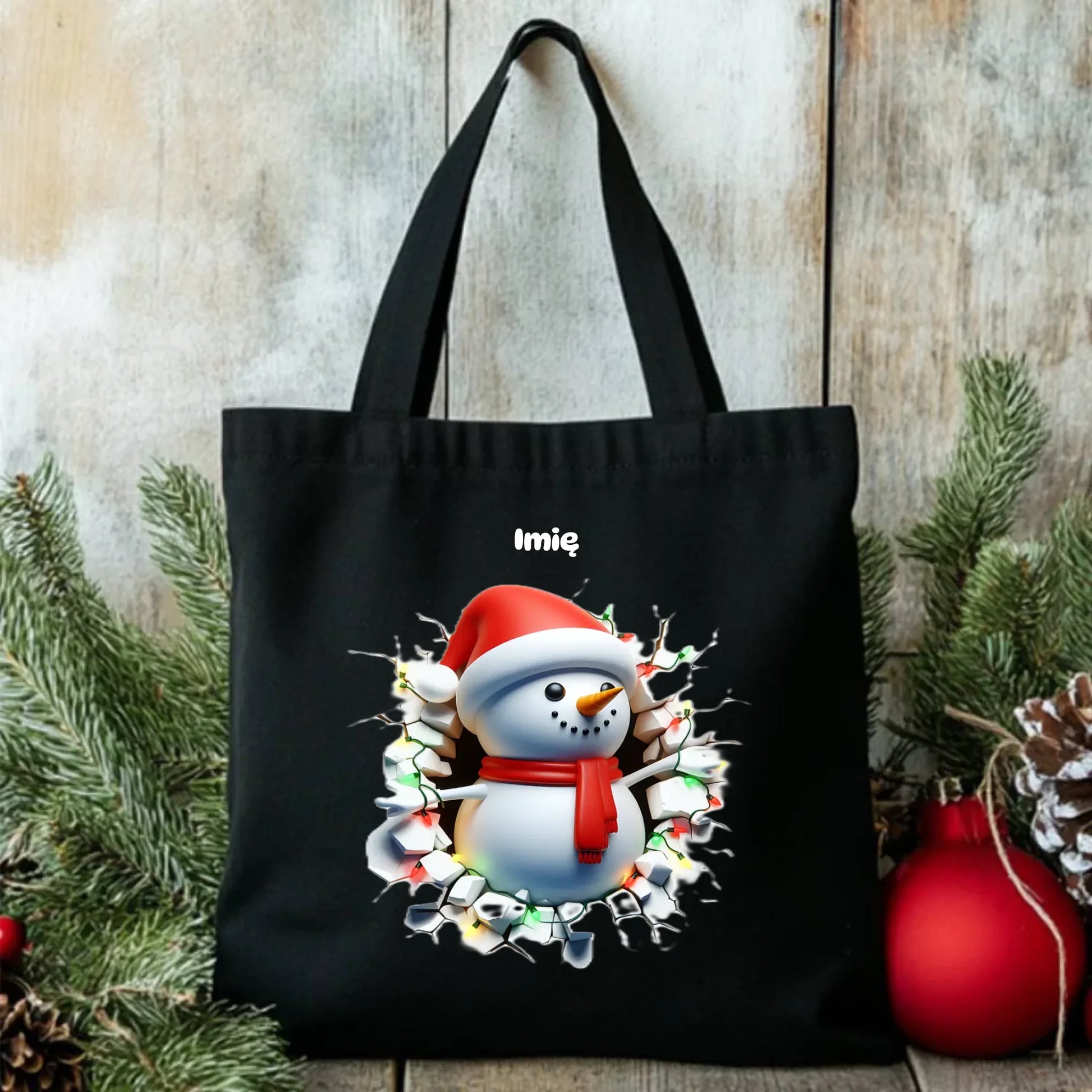 Bałwanek 3D | Personalizowana torba świąteczna BN82 - StoryCups.pl