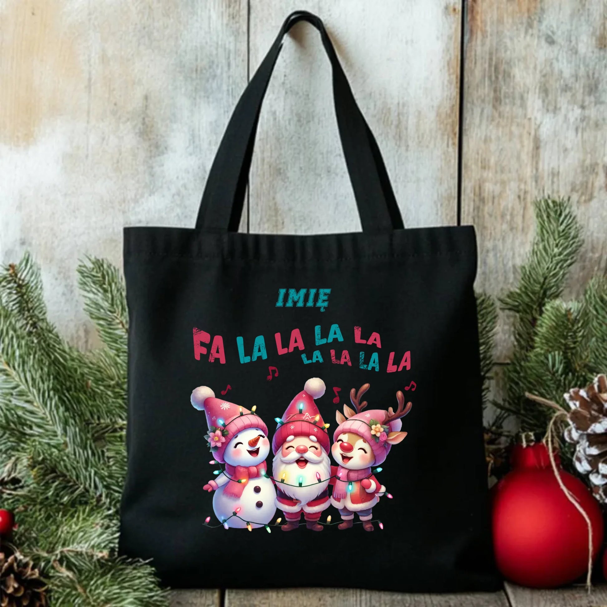 Fa la la la la | Świąteczna eco torba z imieniem BN51 - StoryCups.pl