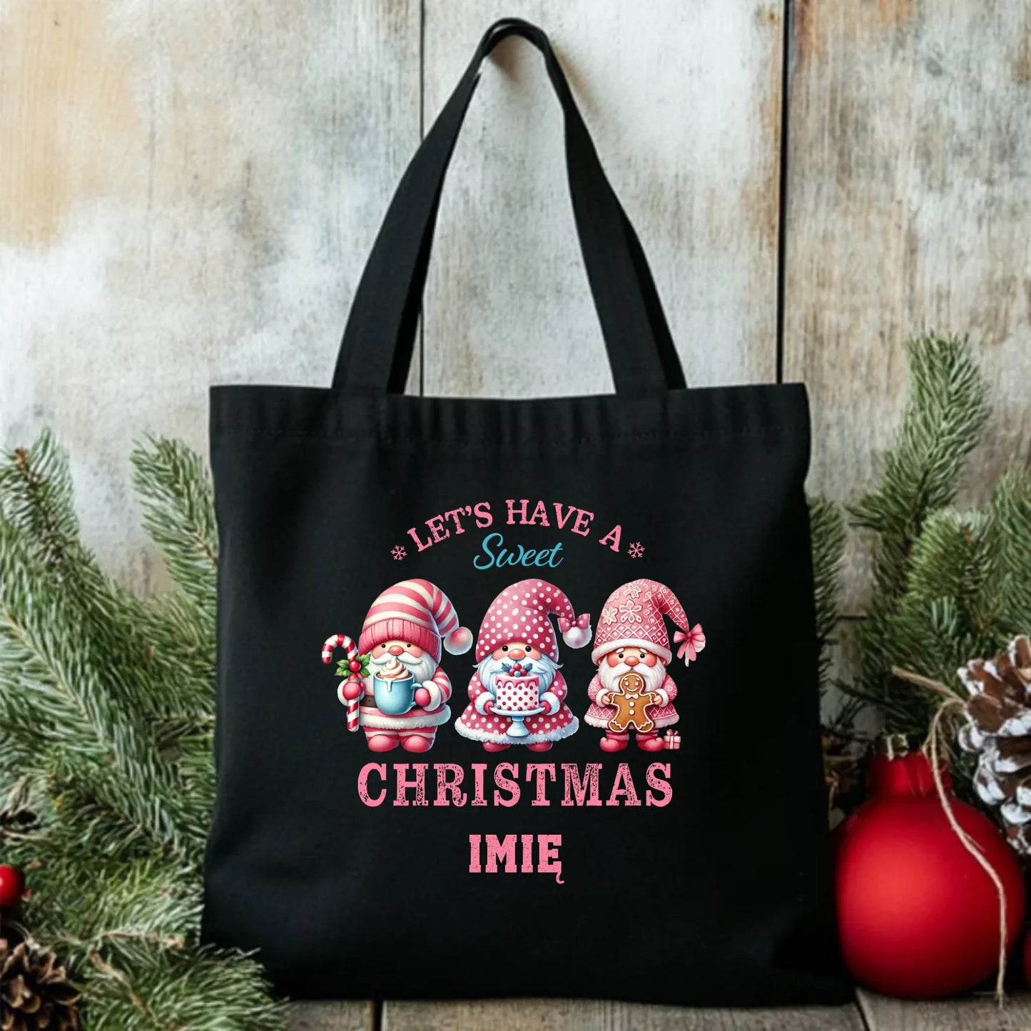 Słodkie święta | Świąteczna eco torba z imieniem BN57 - StoryCups.pl
