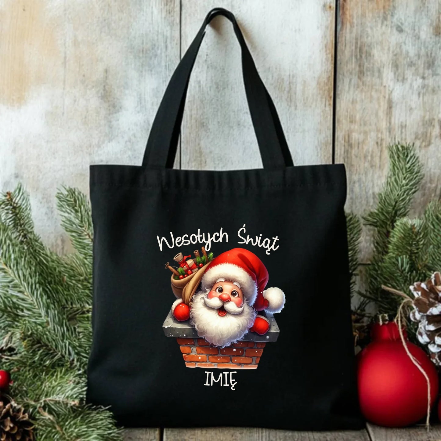 Mikołaj | Świąteczna eco torba z imieniem BN08 - StoryCups.pl