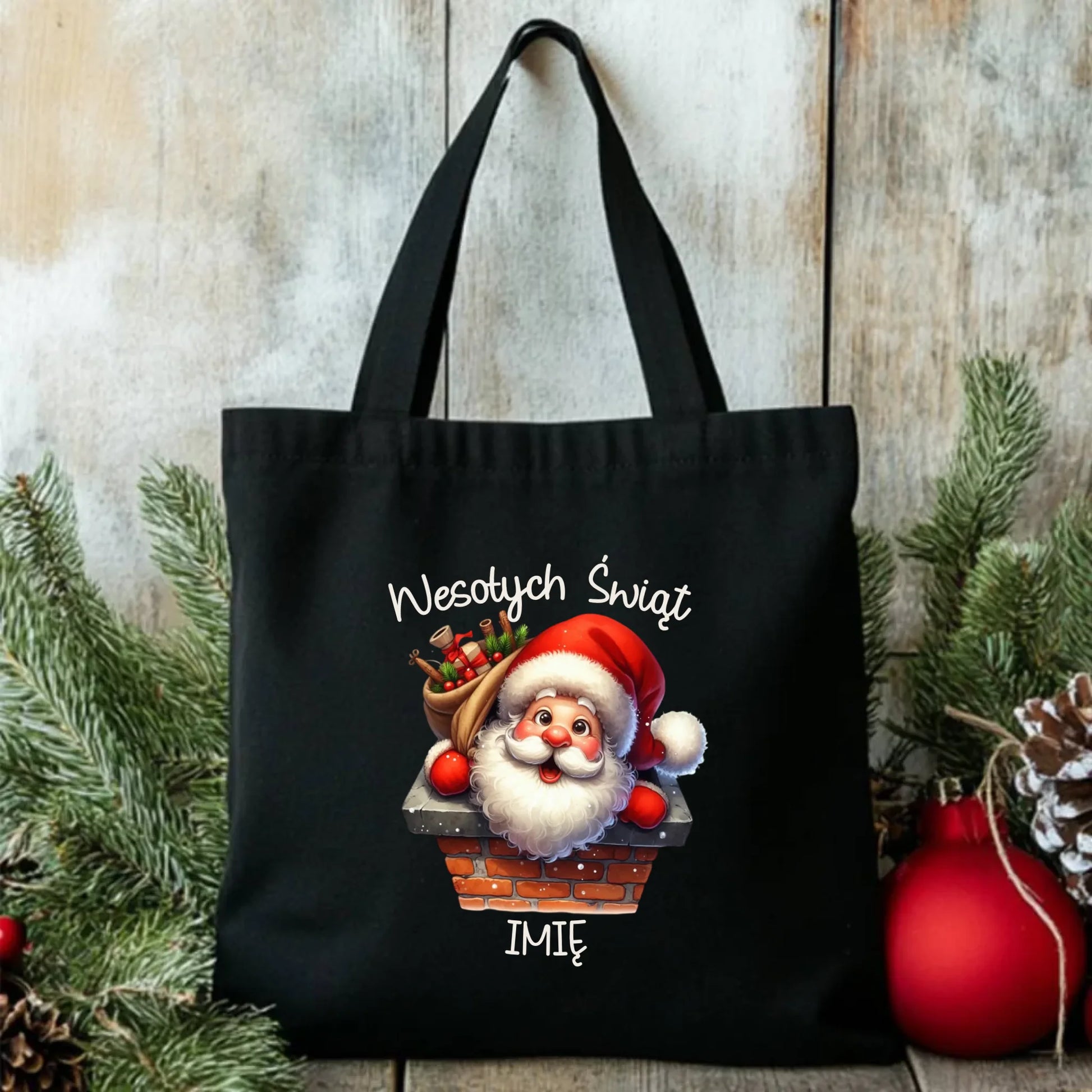 Mikołaj | Świąteczna eco torba z imieniem BN08 - StoryCups.pl