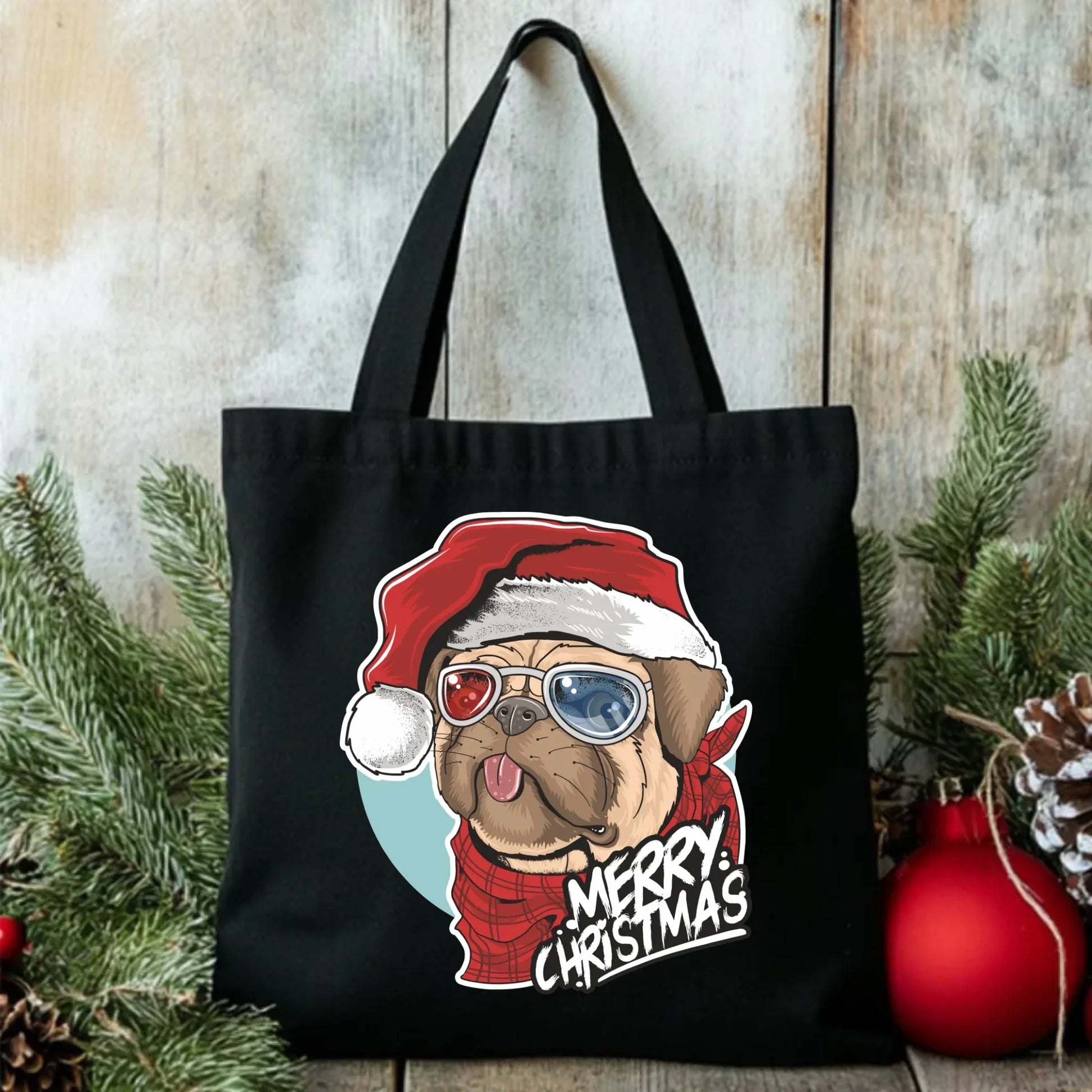 Merry Christmas | Świąteczna torba z mopsem BN62 - StoryCups.pl