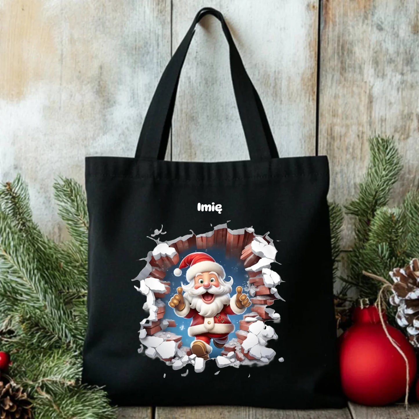 Mikołaj 3D | Personalizowana torba świąteczna BN83 - StoryCups.pl