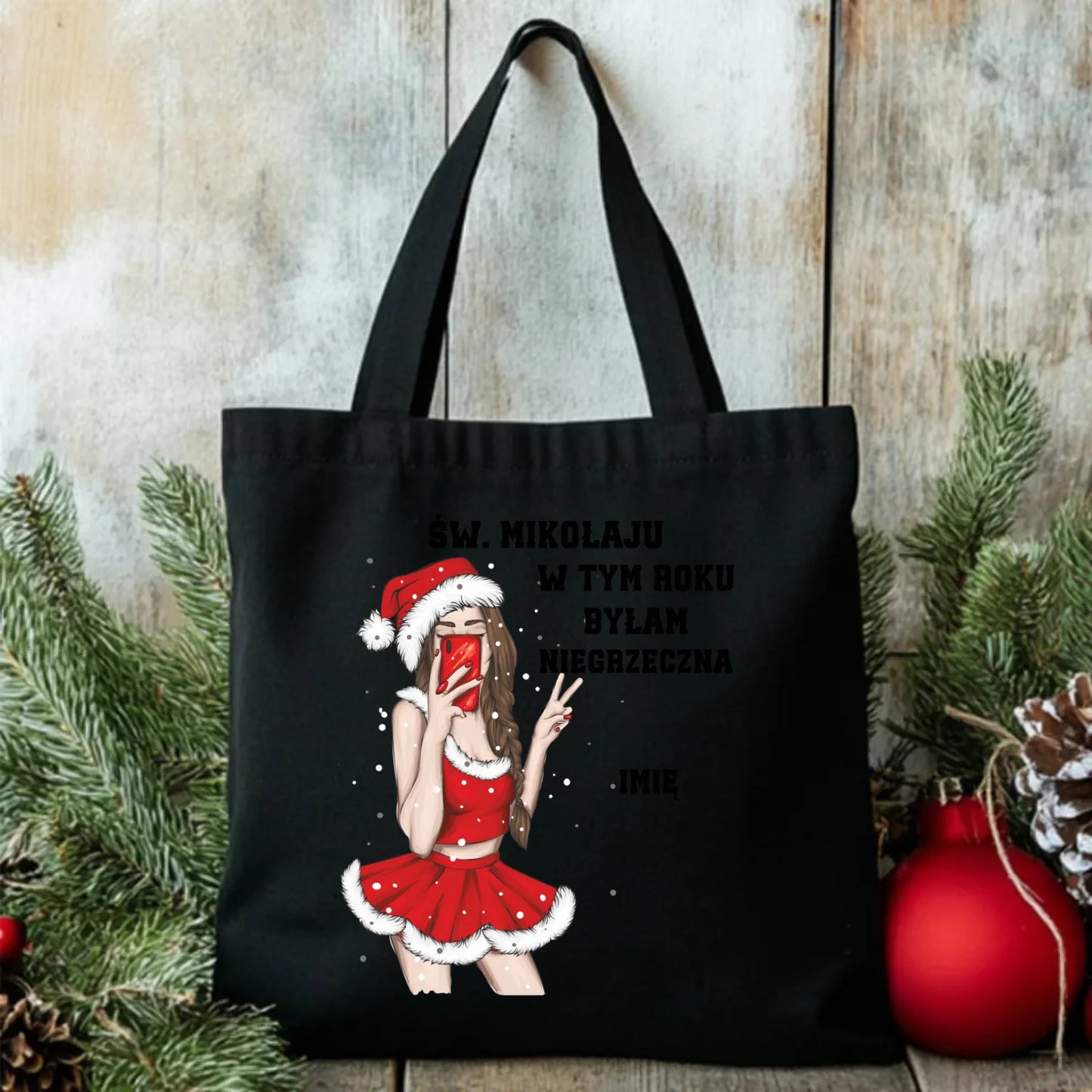 W tym roku byłam niegrzeczna | Personalizowana eco torba świąteczna BN21 - StoryCups.pl