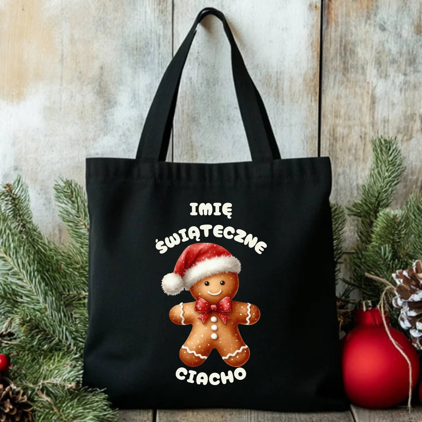 Świąteczne ciacho imię | Świąteczna eco torba z imieniem BN25 - StoryCups.pl
