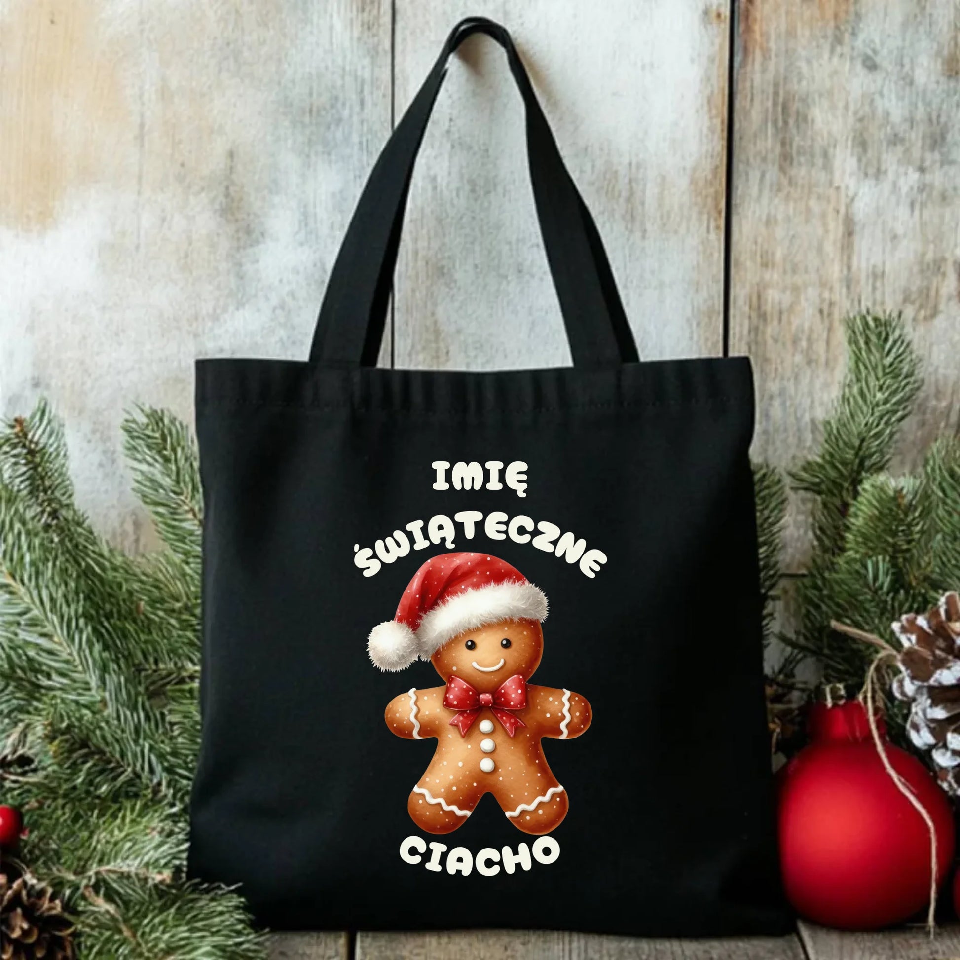 Świąteczne ciacho imię | Świąteczna eco torba z imieniem BN25 - StoryCups.pl