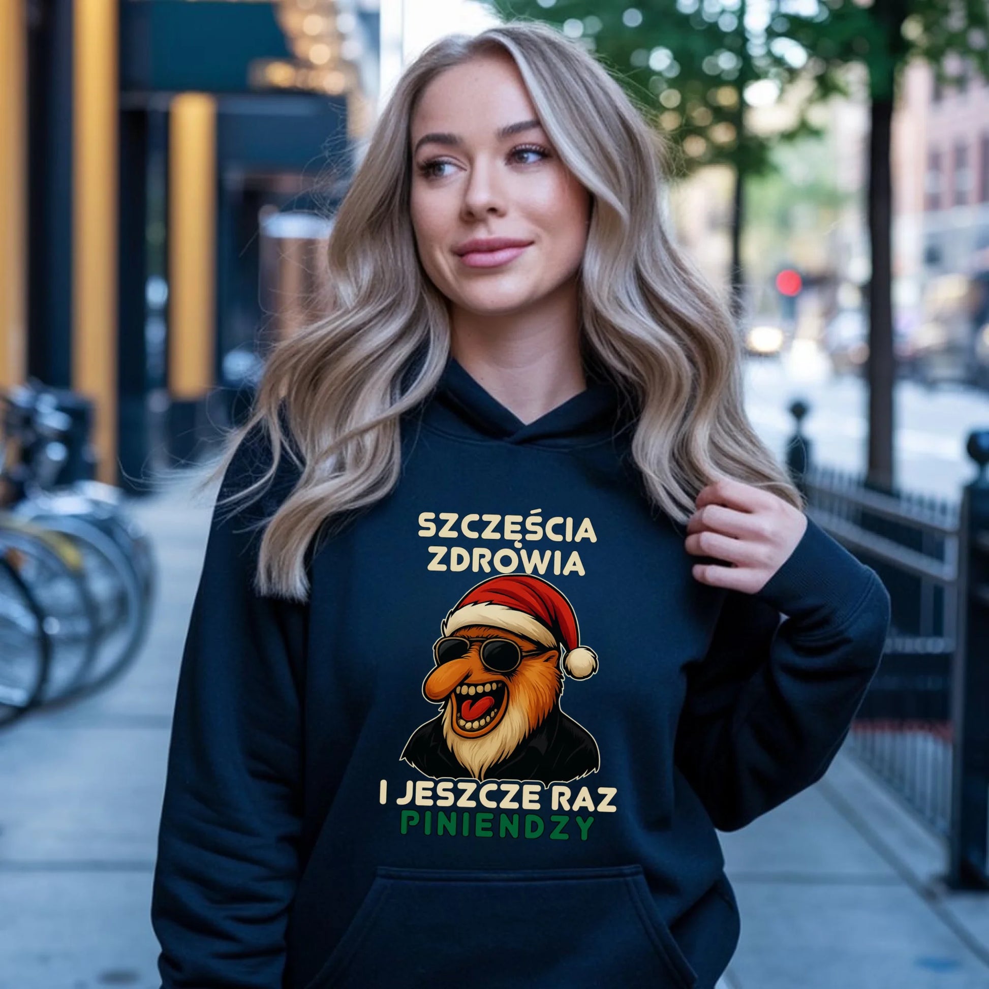 Bluza damska z kapturem świąteczna - Janusz Nosacz - I jeszcze raz piniendzy BN111 - StoryCups.pl