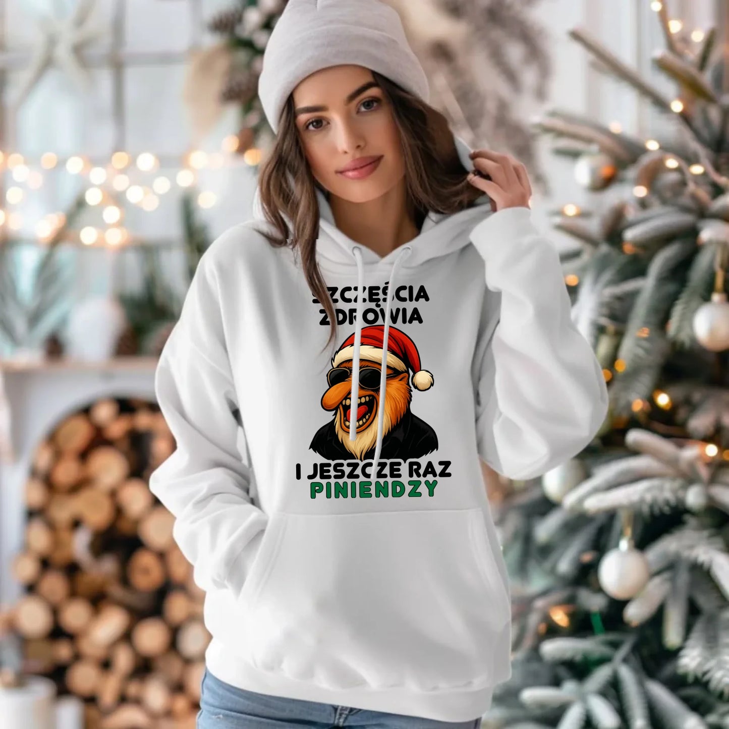 Bluza damska z kapturem świąteczna - Janusz Nosacz - I jeszcze raz piniendzy BN111 - StoryCups.pl