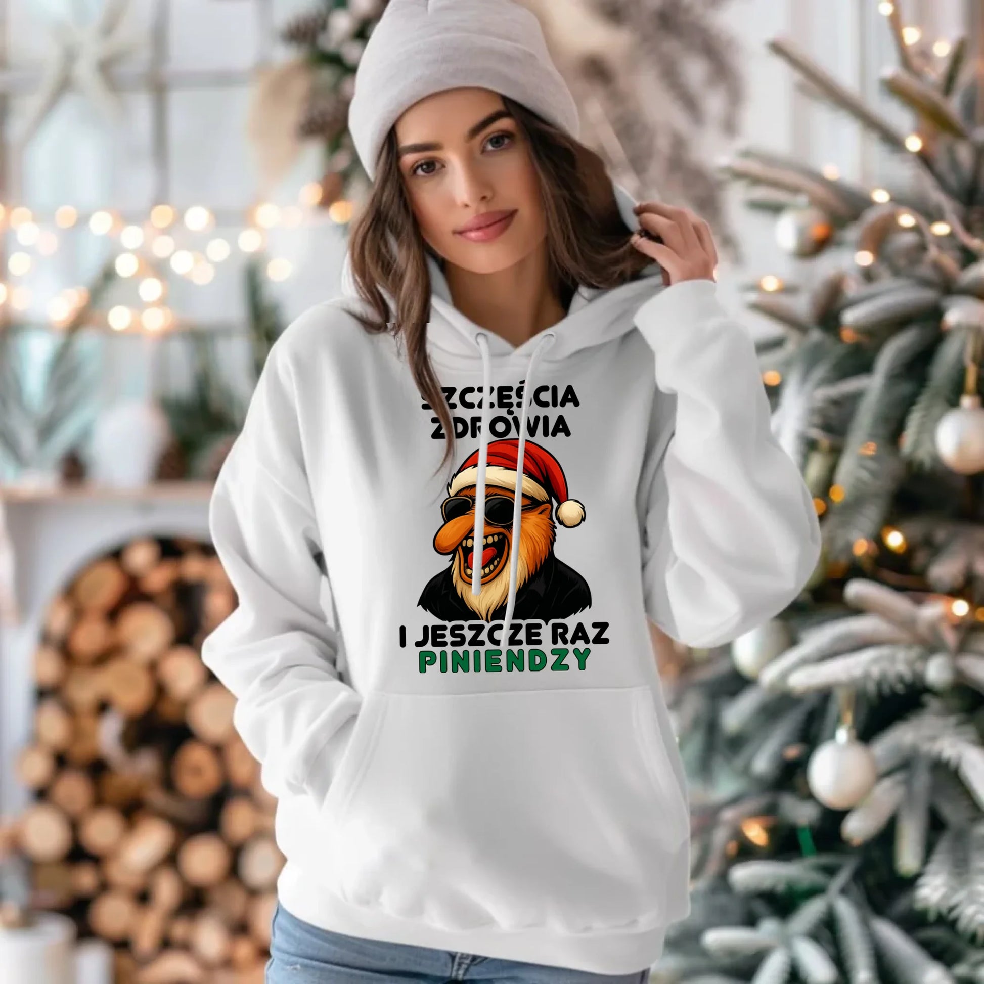Bluza damska z kapturem świąteczna - Janusz Nosacz - I jeszcze raz piniendzy BN111 - StoryCups.pl