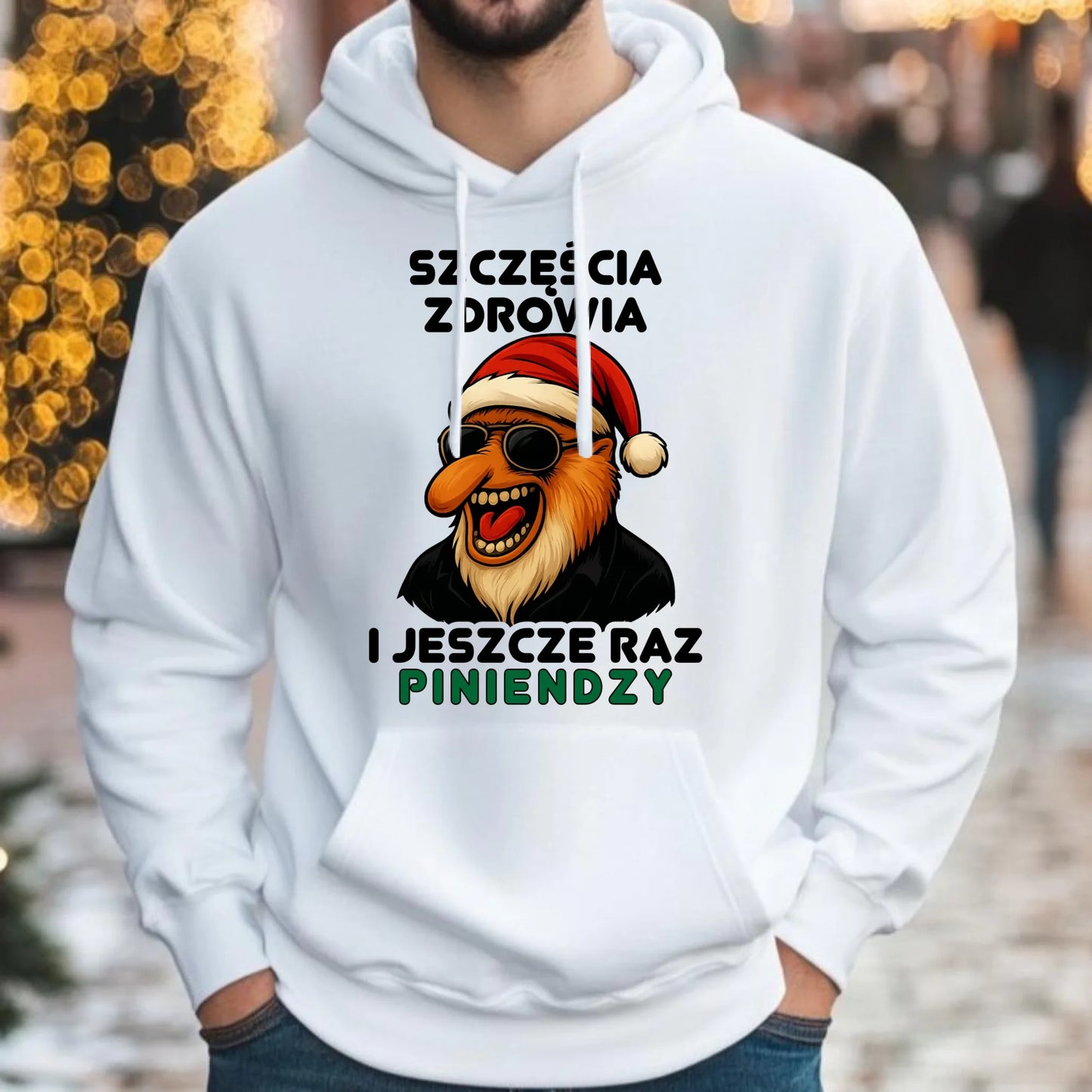 Bluza męska z kapturem świąteczna - Janusz Nosacz - I jeszcze raz piniendzy BN111 - StoryCups.pl