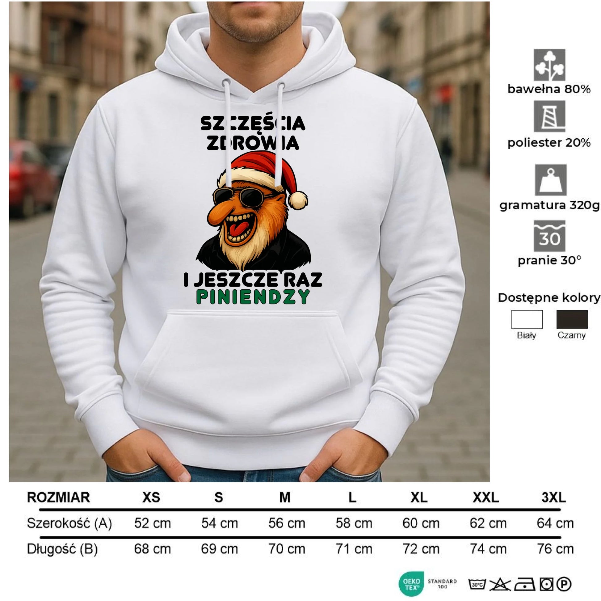 Bluza męska z kapturem świąteczna - Janusz Nosacz - I jeszcze raz piniendzy BN111 - StoryCups.pl