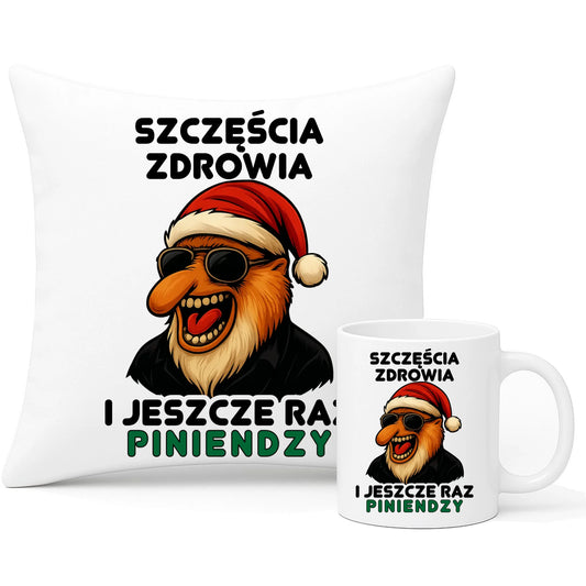 Zestaw poduszka i kubek świąteczny - Janusz Nosacz - I jeszcze raz piniendzy BN111 - StoryCups.pl
