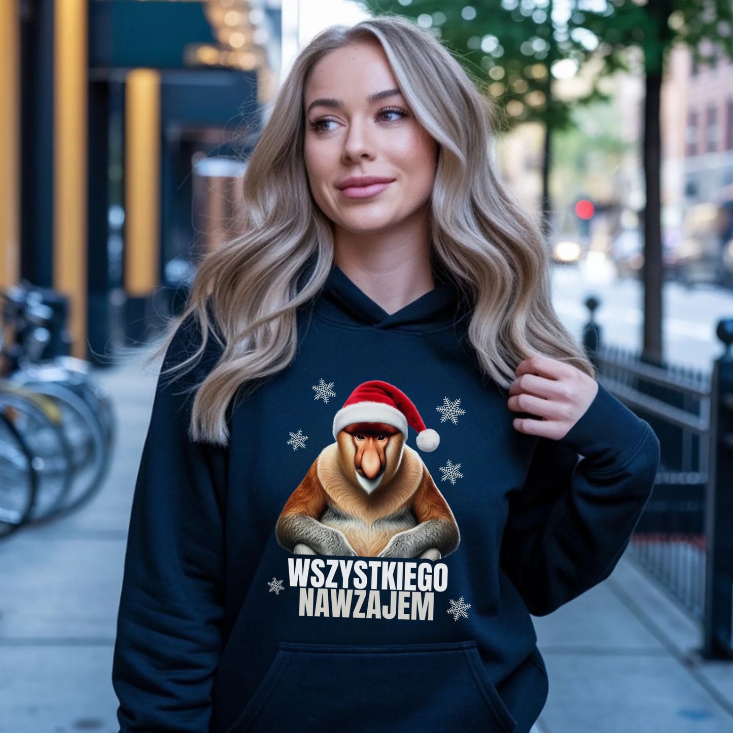 Bluza damska z kapturem świąteczna - Janusz Nosacz - Nawzajem BN110 - StoryCups.pl