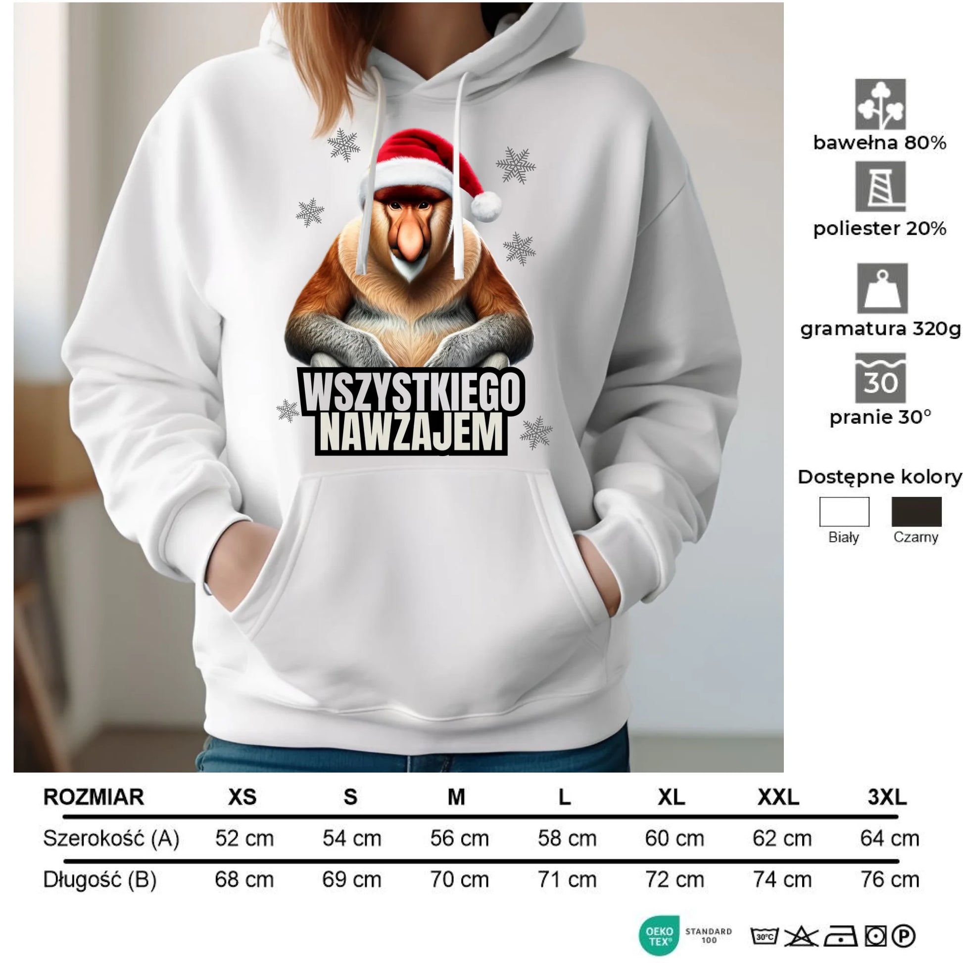 Bluza damska z kapturem świąteczna - Janusz Nosacz - Nawzajem BN110 - StoryCups.pl