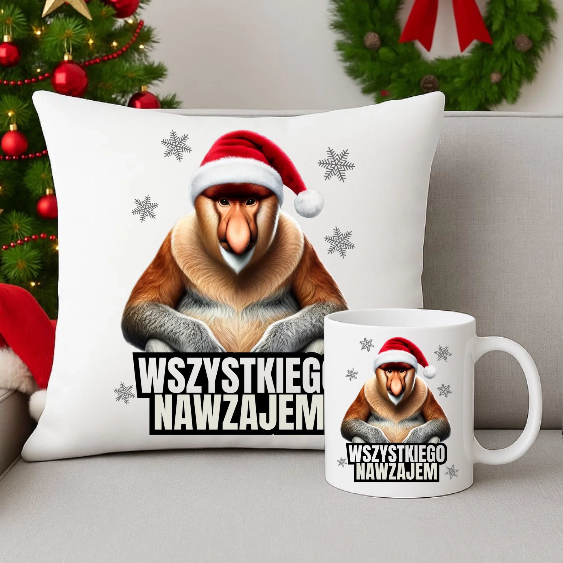 Zestaw poduszka i kubek świąteczny - Janusz Nosacz - Nawzajem BN110 - StoryCups.pl