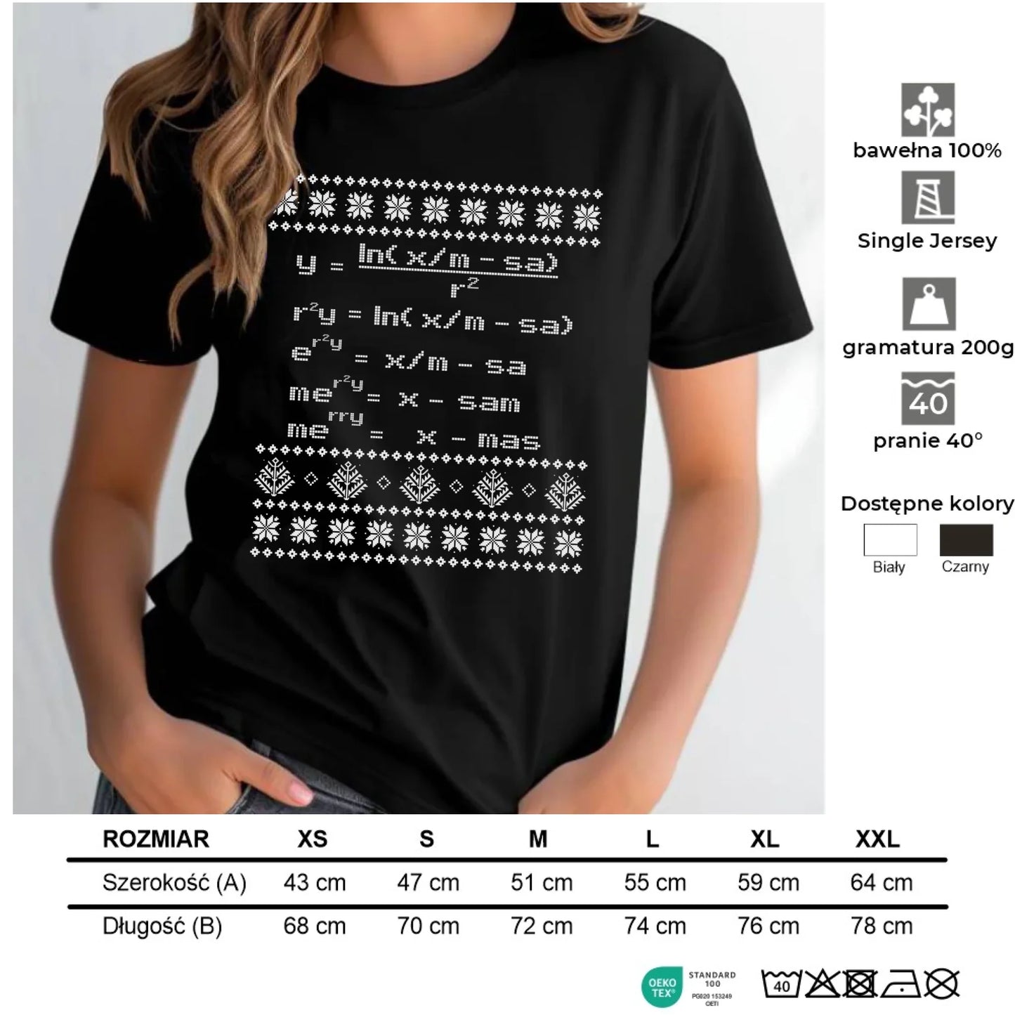 Koszulka damska świąteczna - Zadanie matematyczne BN108 - StoryCups.pl