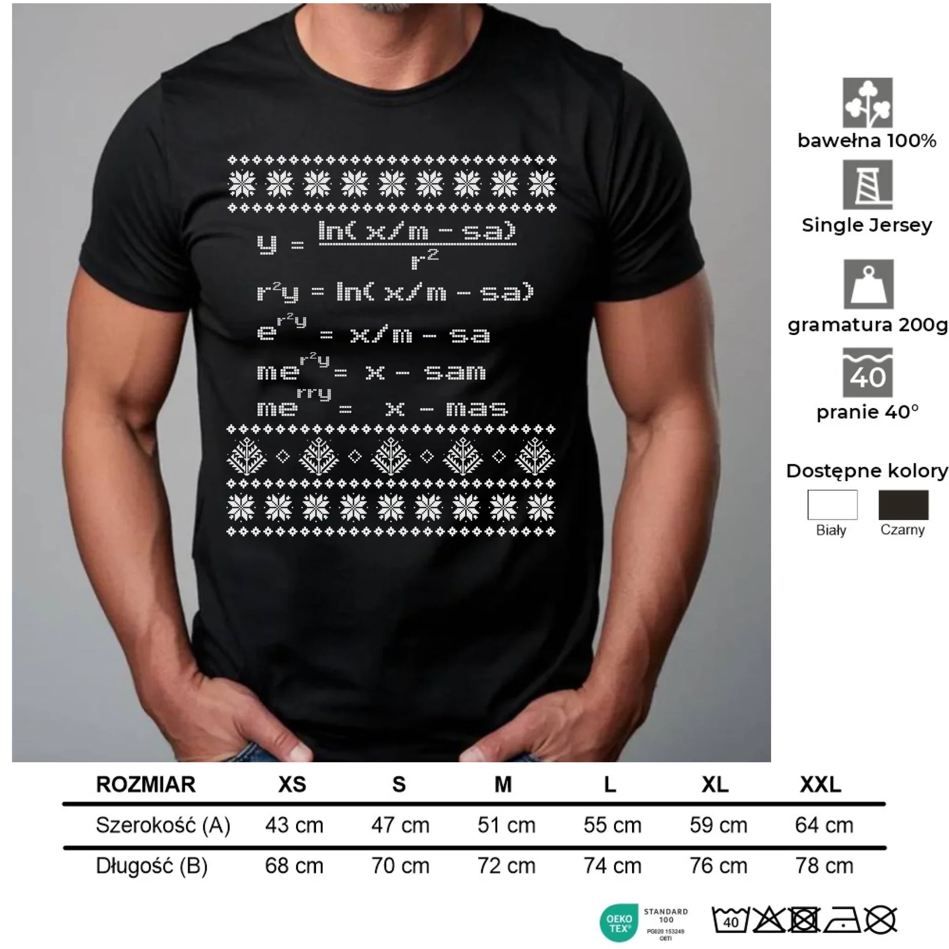Koszulka męska świąteczna - Zadanie matematyczne BN108 - StoryCups.pl